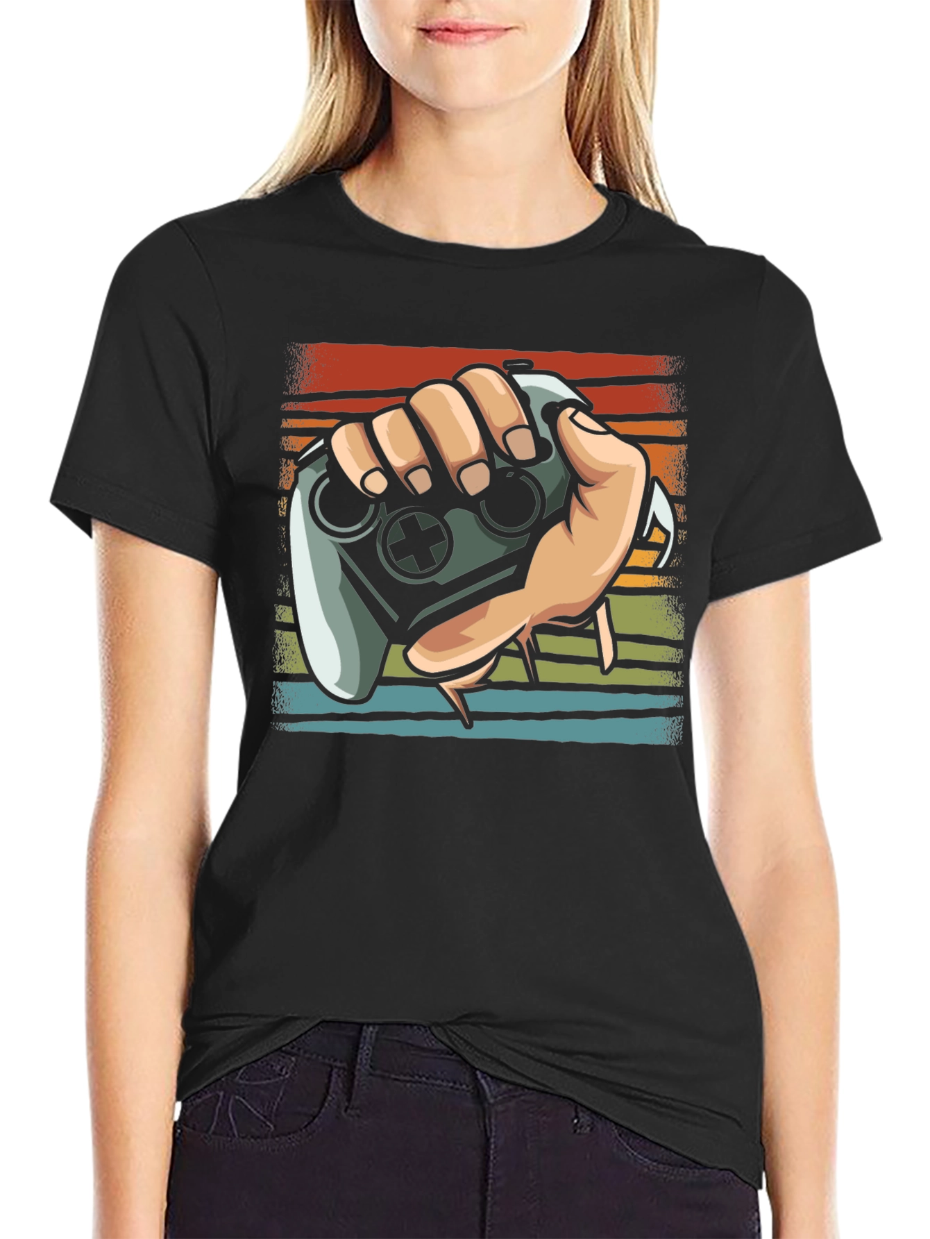 Gamer Controller Graphic Tee - Black Cotton Shirt
