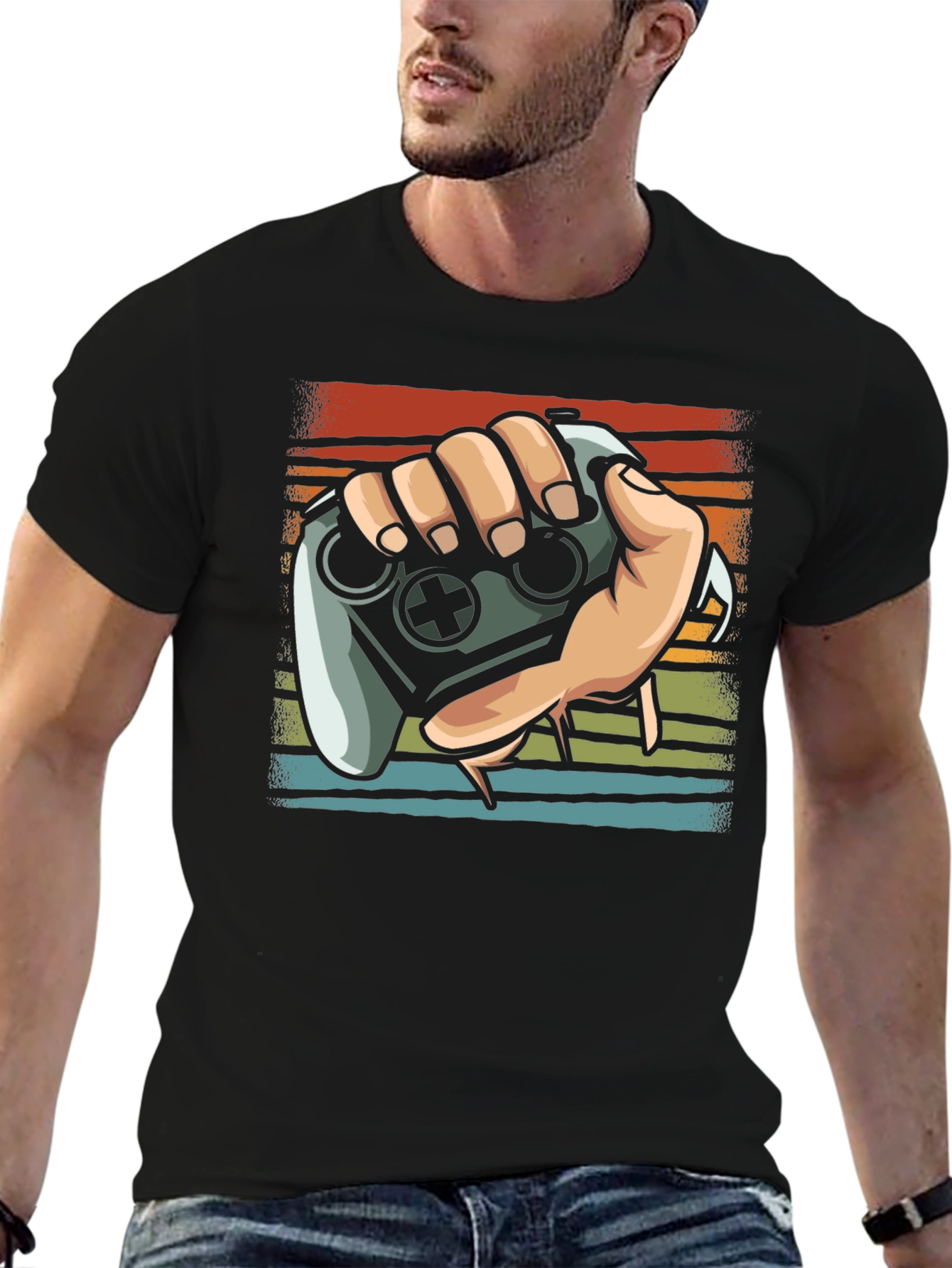 Gamer Controller Graphic Tee - Black Cotton Shirt
