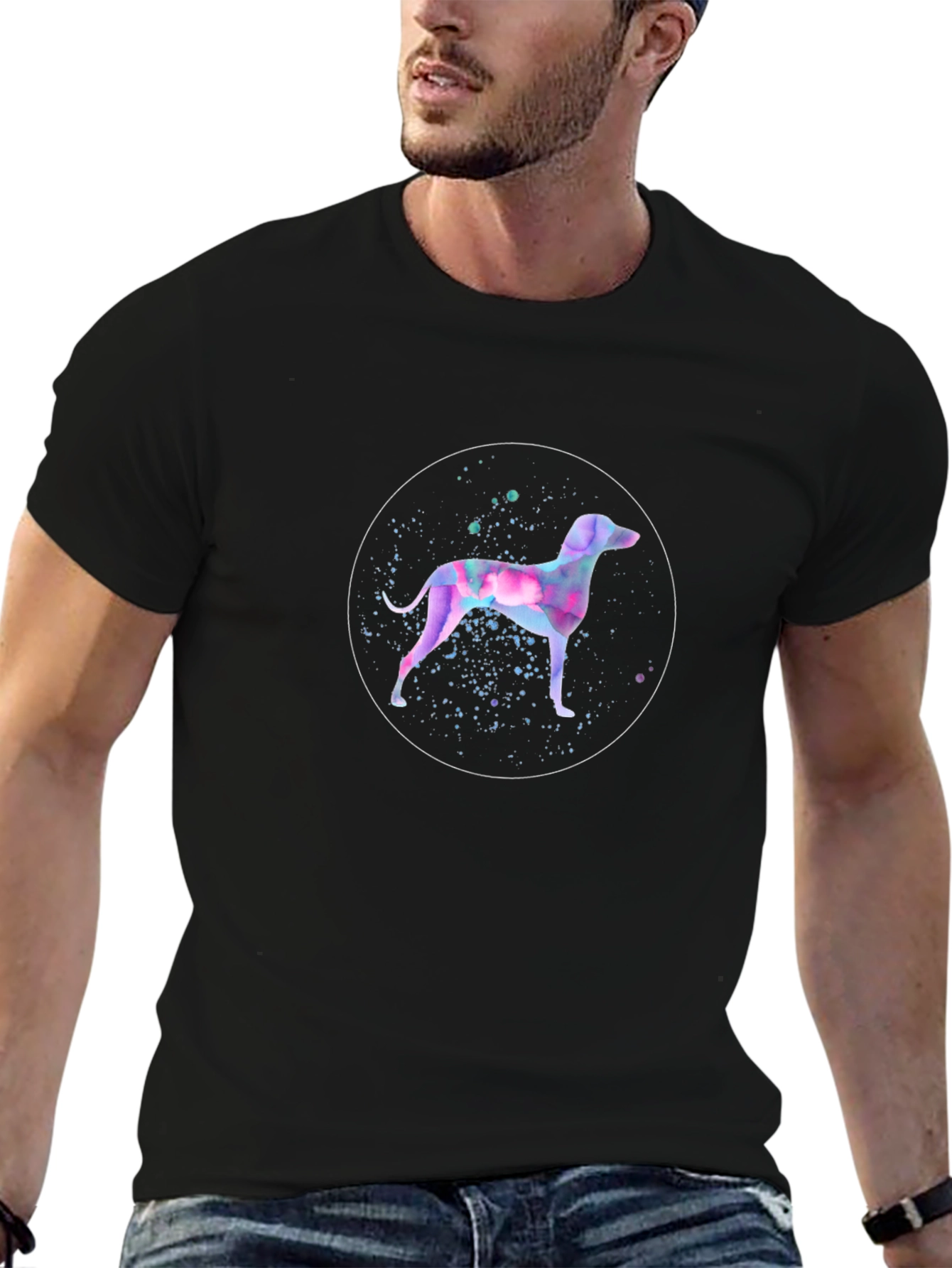 Abstract Dog Graphic Black T-Shirt