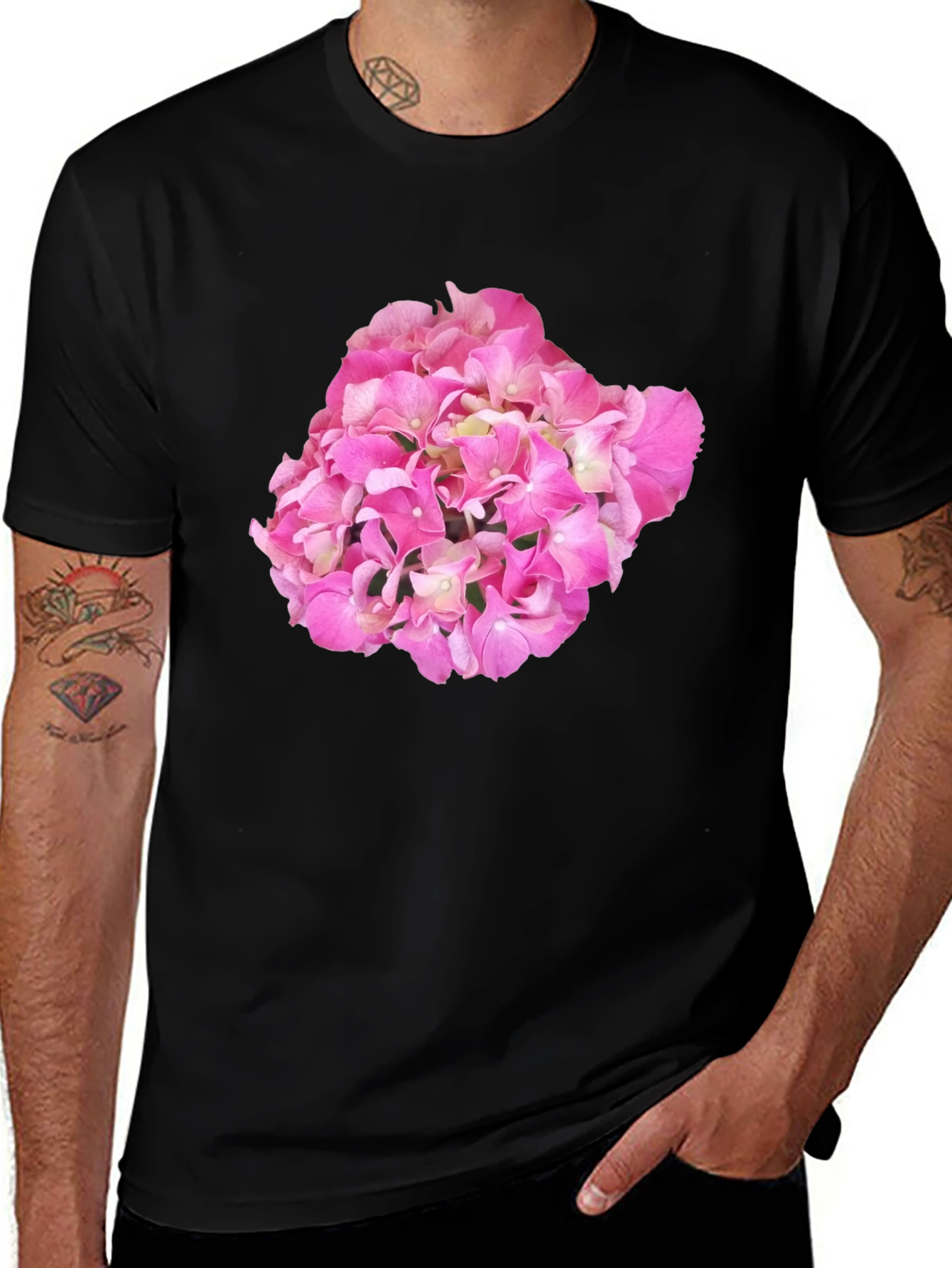 Floral Print Black T-Shirt for Men