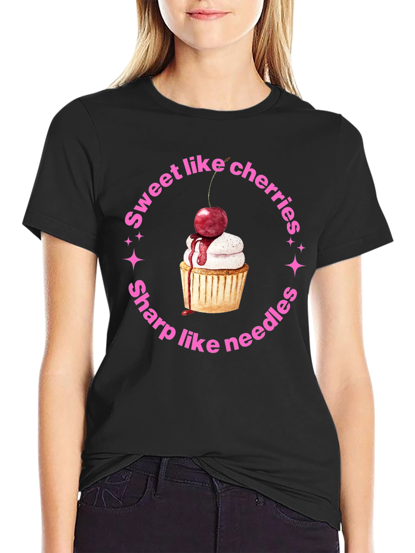 Sweet Like Cherries Black T-Shirt