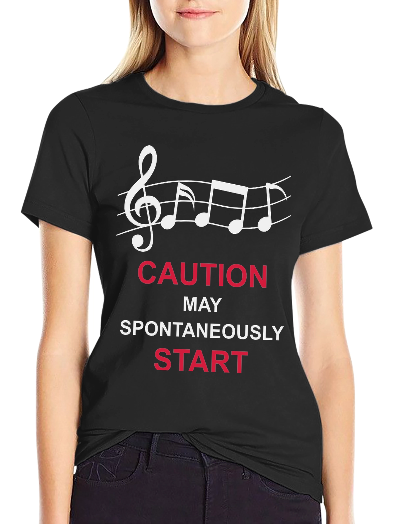 Caution May Spontaneously Start - Music T-Shirt