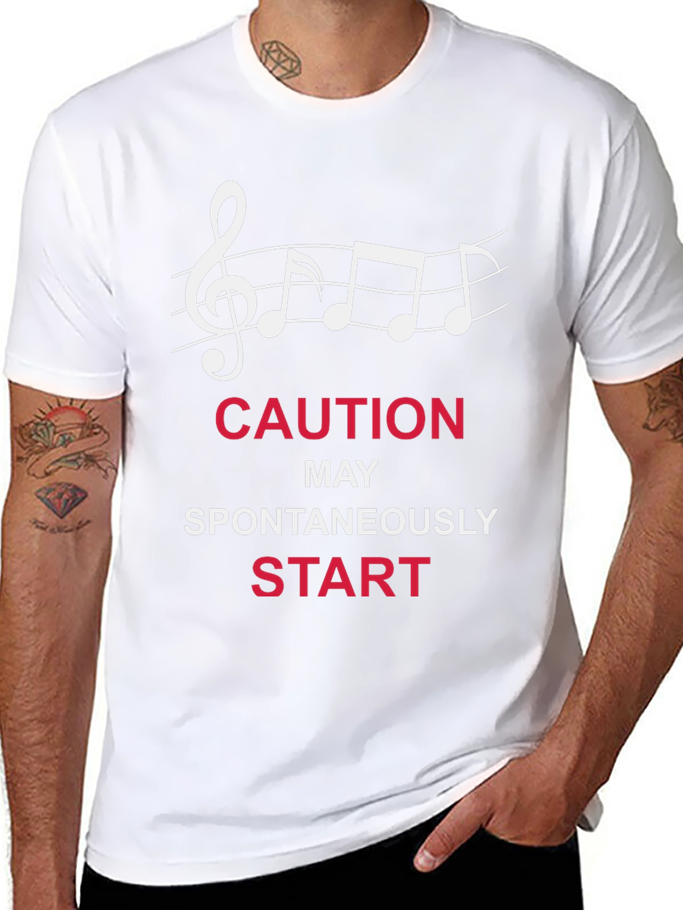 Caution May Spontaneously Start - Music T-Shirt