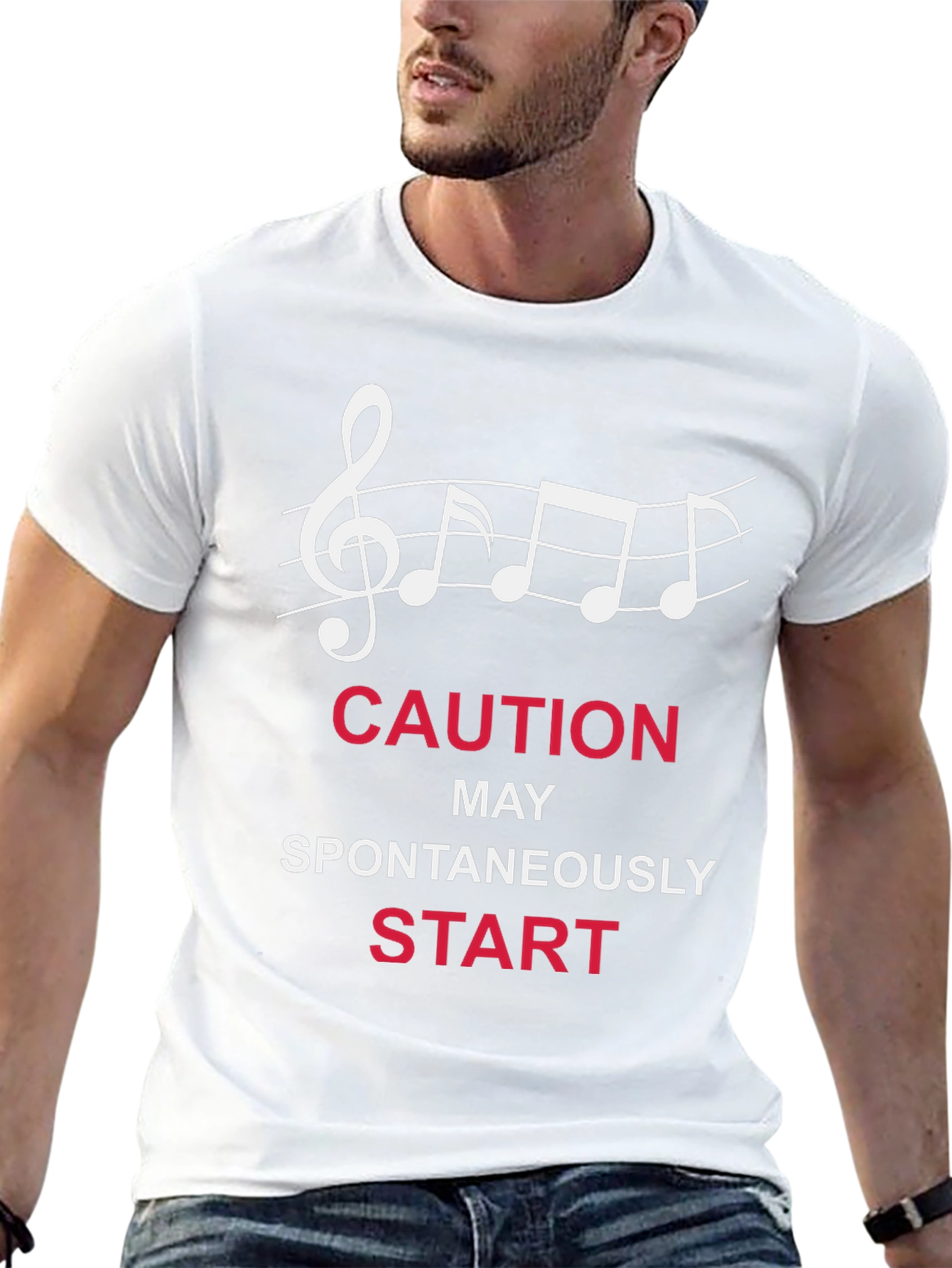 Caution May Spontaneously Start - Music T-Shirt