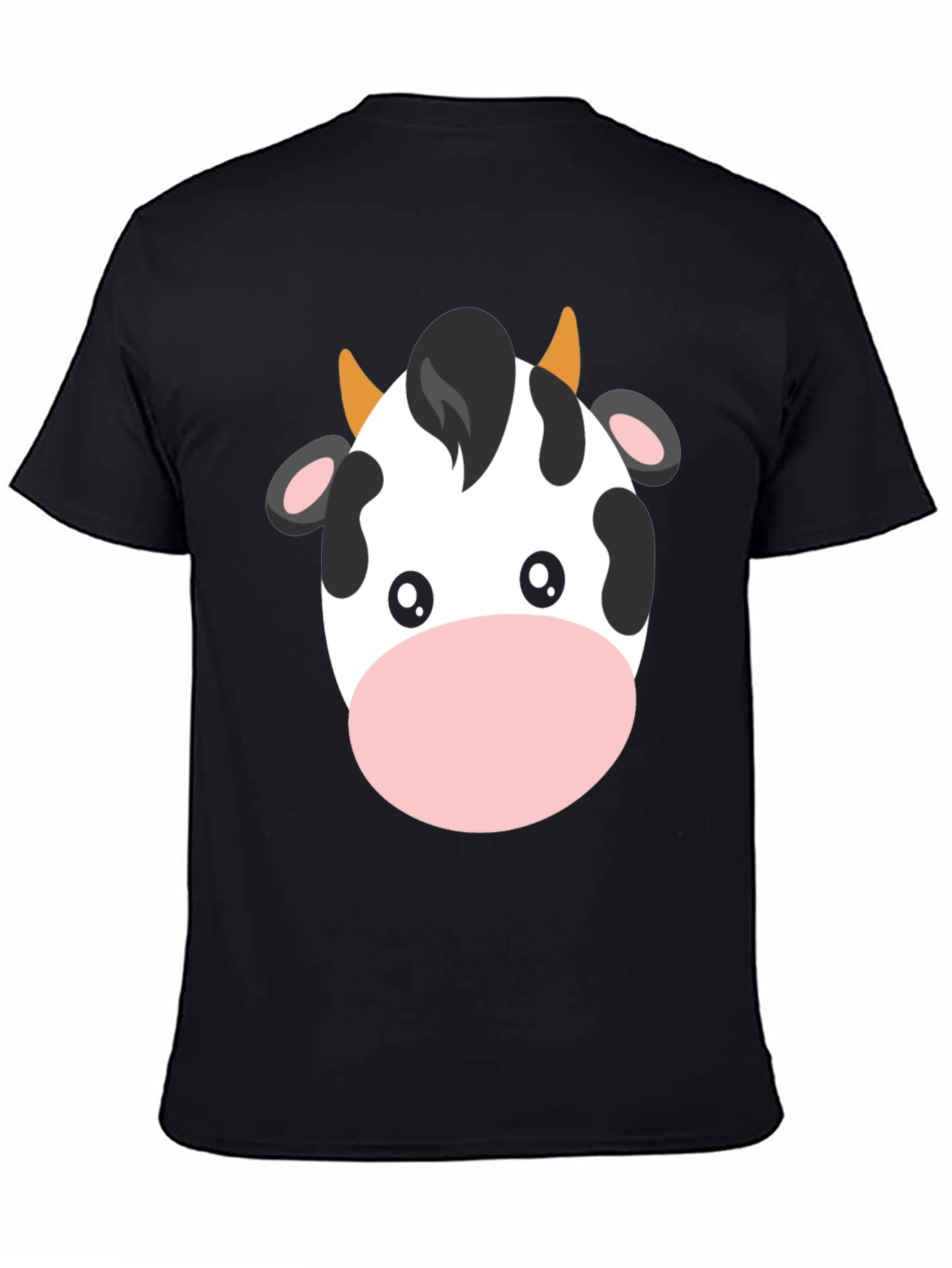Cute Cow Graphic Tee - Black Cotton T-Shirt