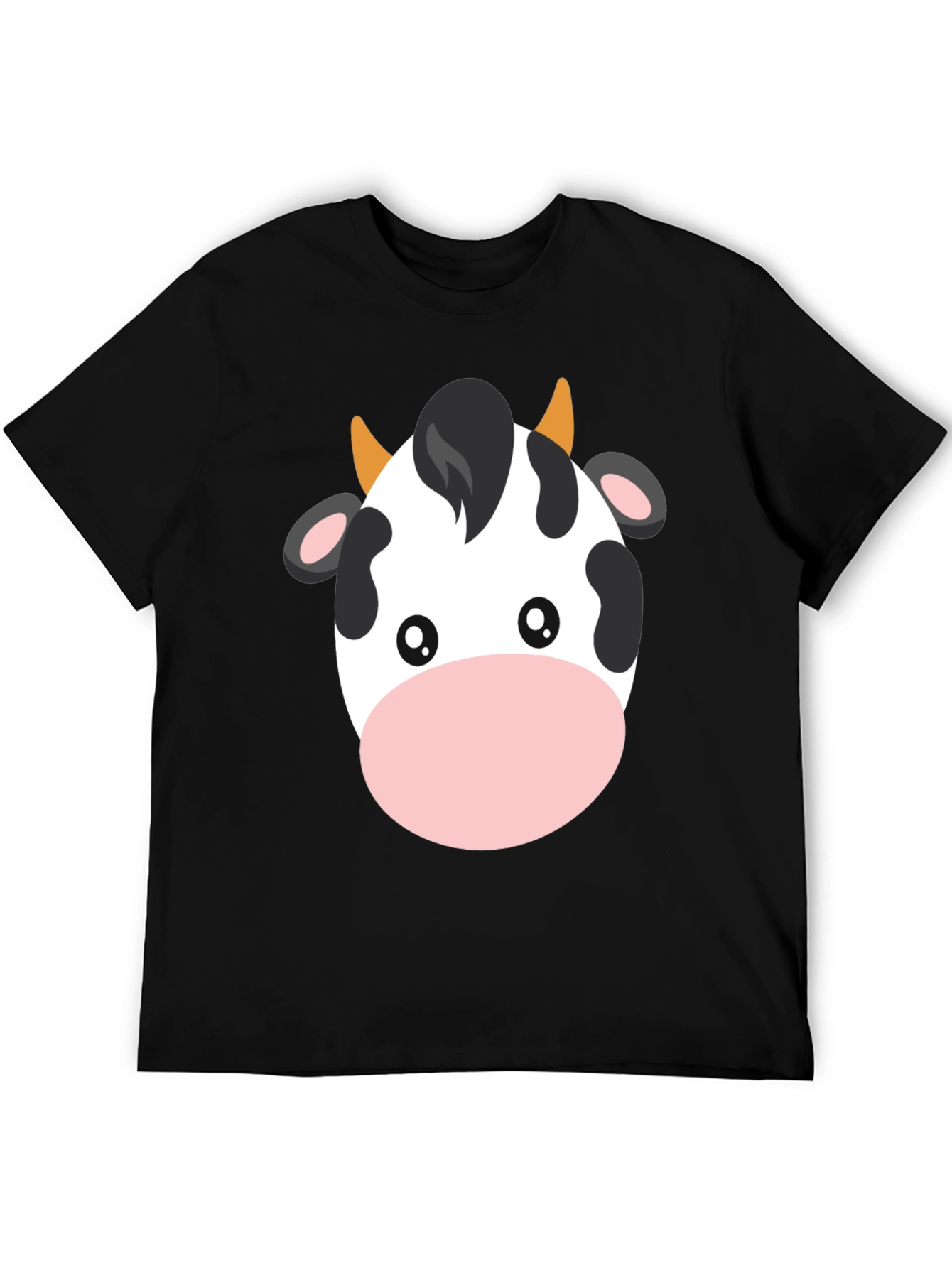 Cute Cow Graphic Tee - Black Cotton T-Shirt
