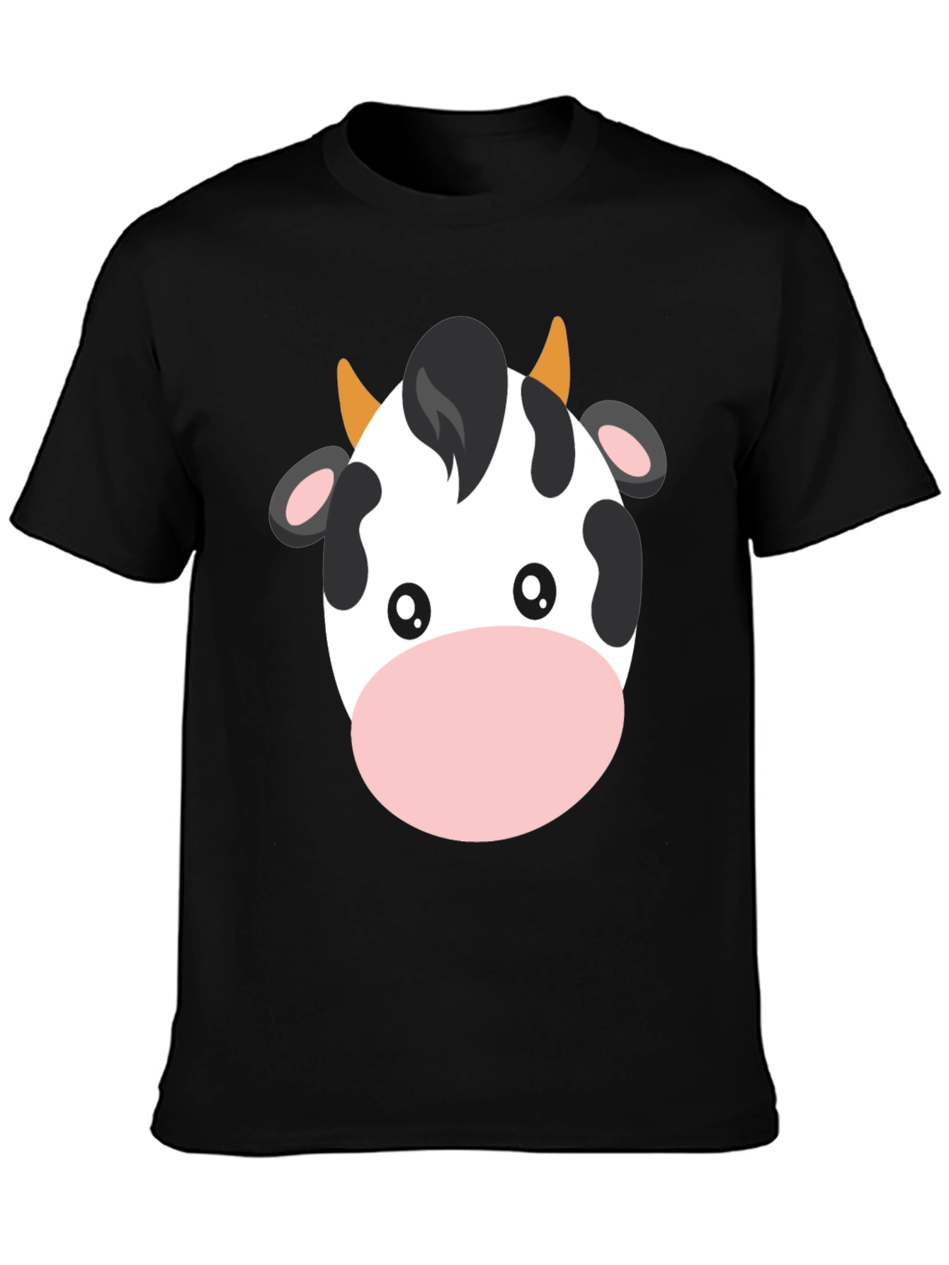 Cute Cow Graphic Tee - Black Cotton T-Shirt