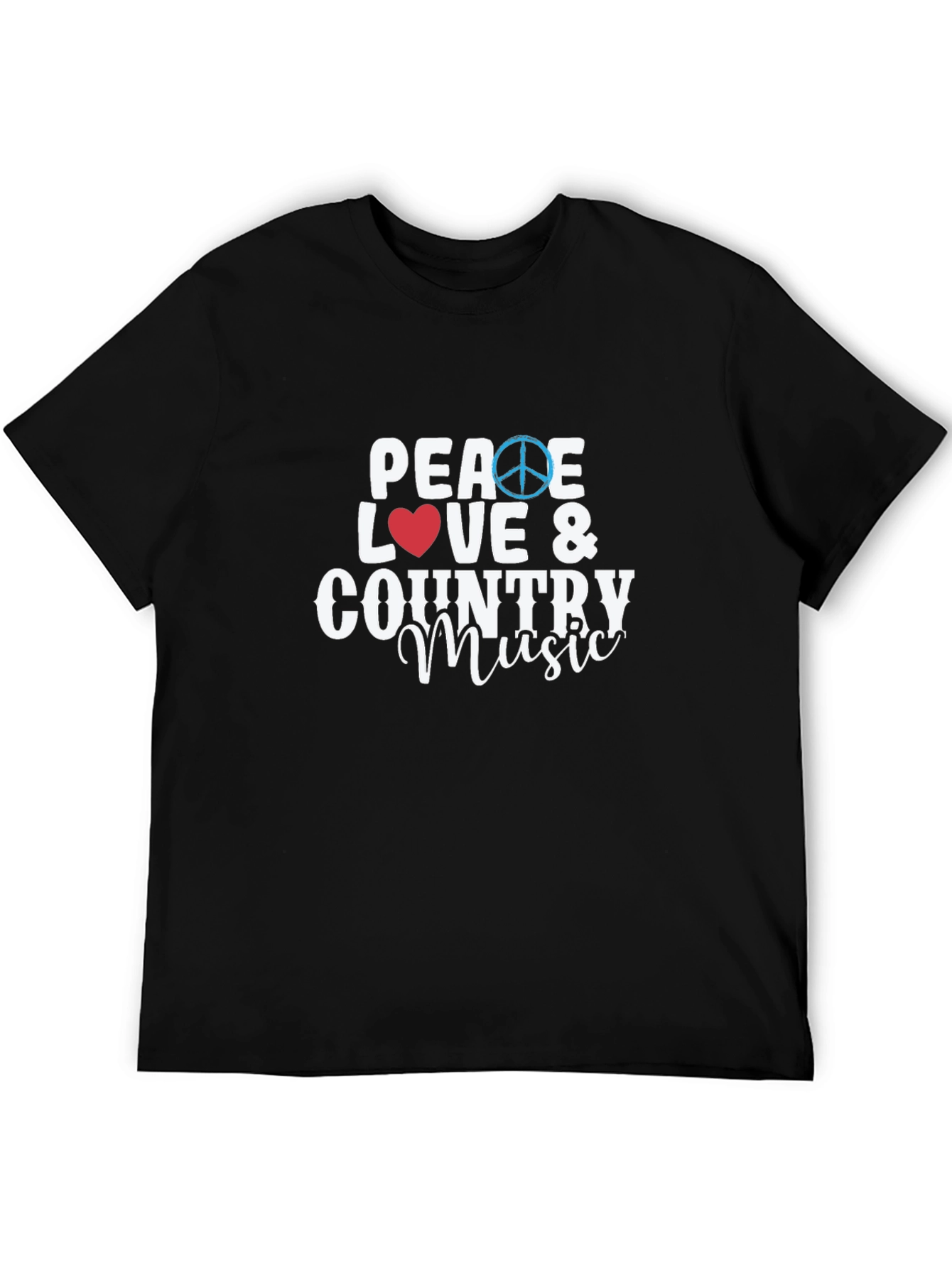 Peace Love & Country Music Black T-Shirt