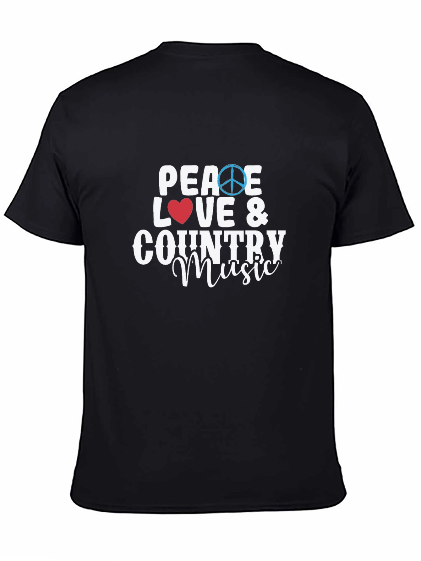 Peace Love & Country Music Black T-Shirt