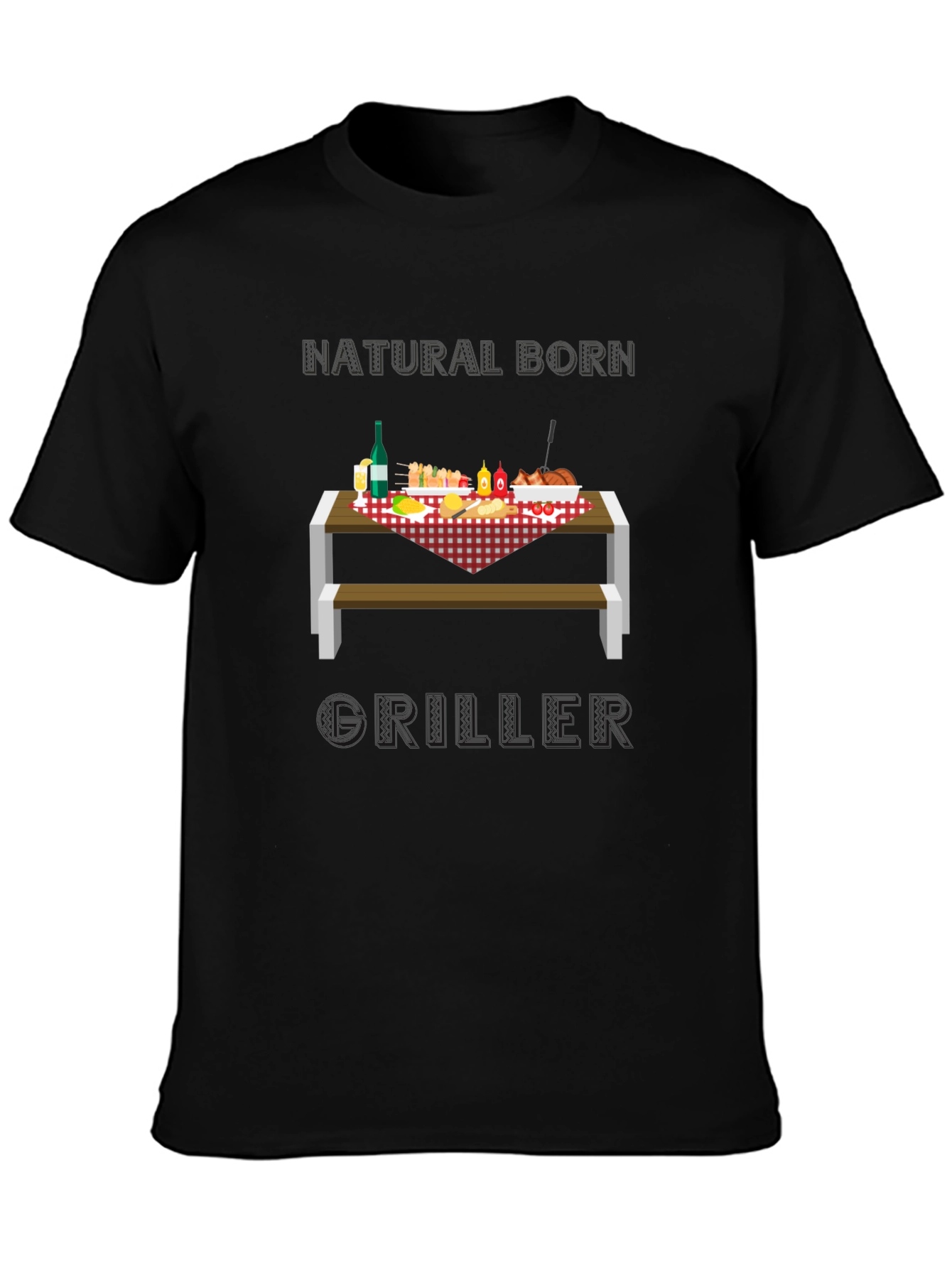 Natural Born Griller T-Shirt - BBQ Picnic Design