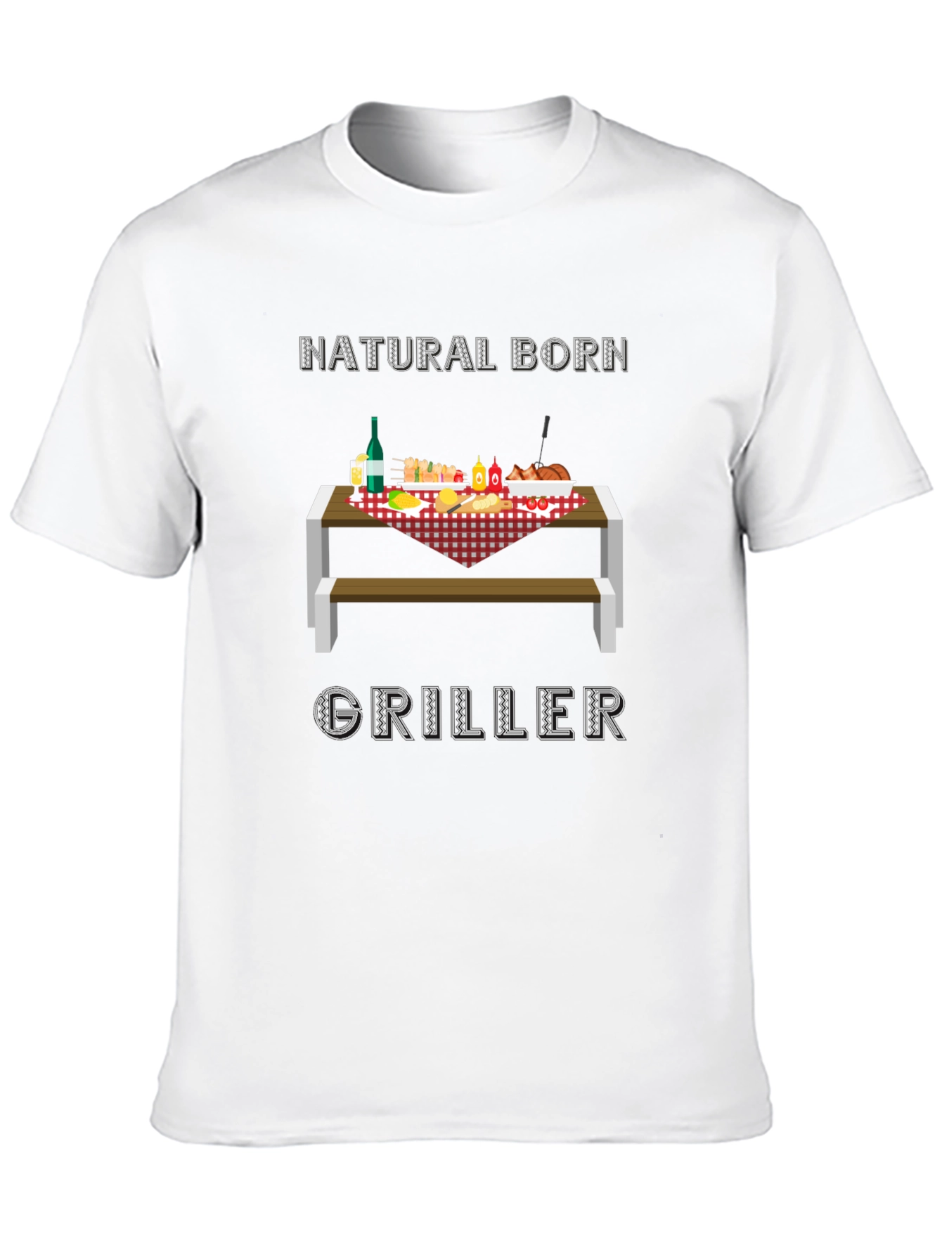 Natural Born Griller T-Shirt - BBQ Picnic Design