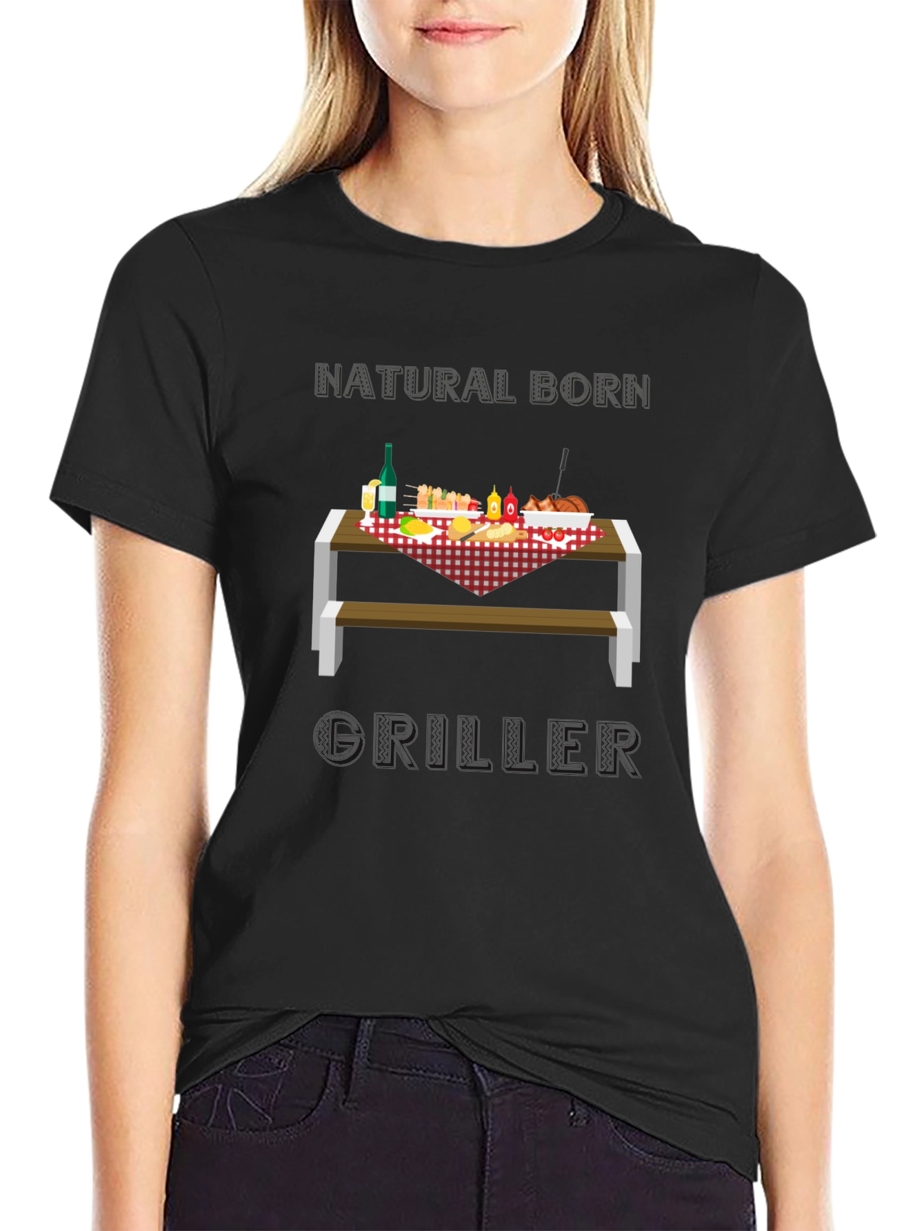 Natural Born Griller T-Shirt - BBQ Picnic Design