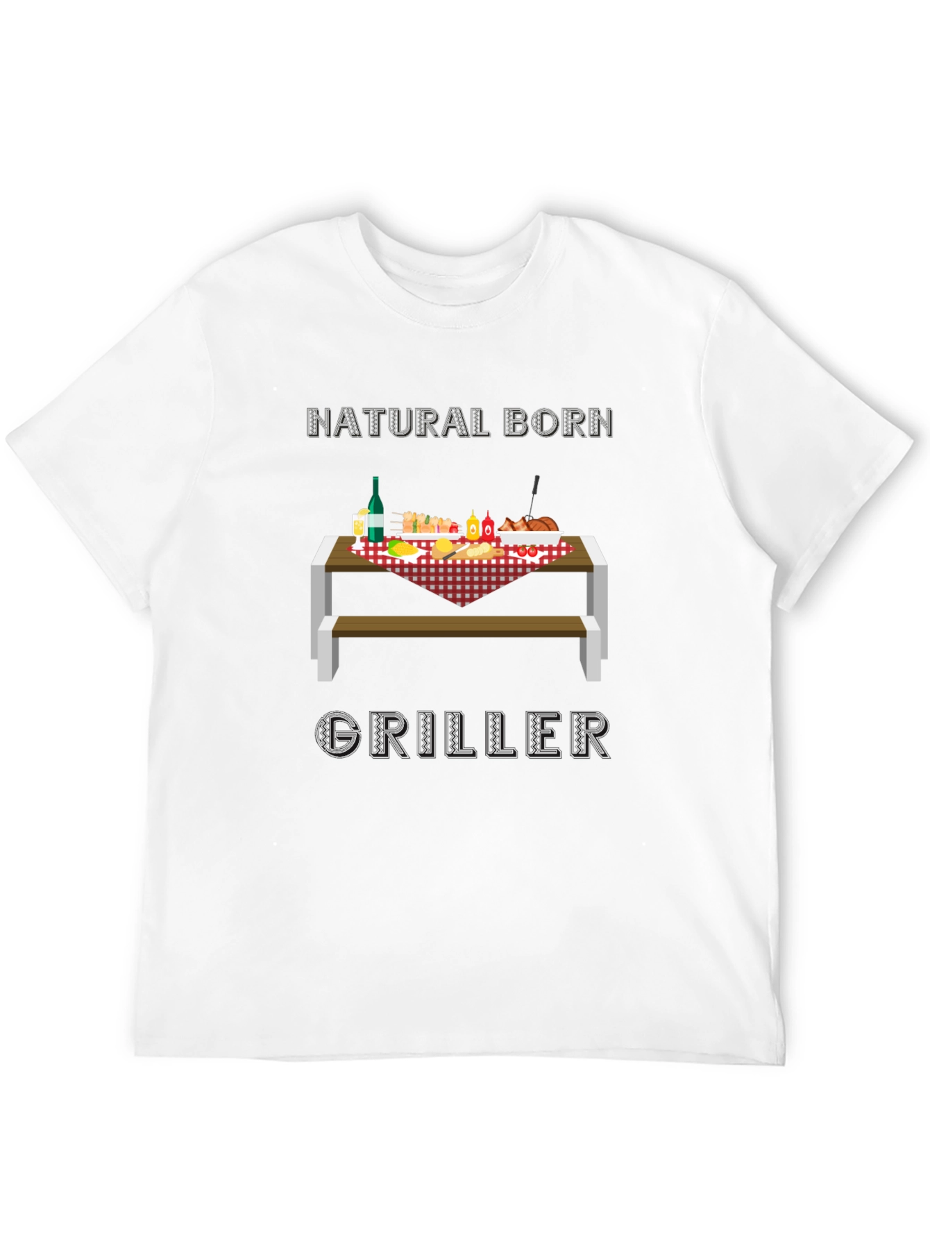 Natural Born Griller T-Shirt - BBQ Picnic Design