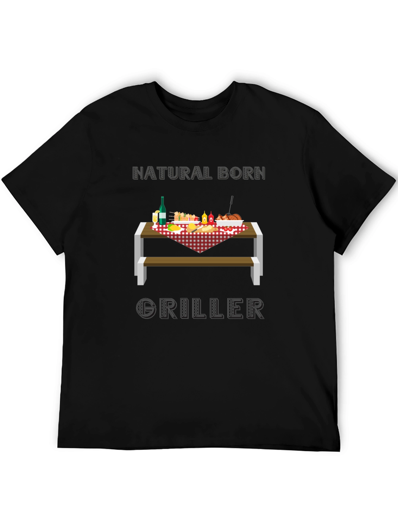 Natural Born Griller T-Shirt - BBQ Picnic Design