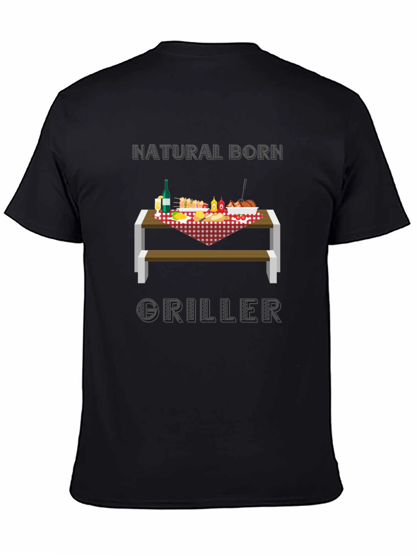 Natural Born Griller T-Shirt - BBQ Picnic Design