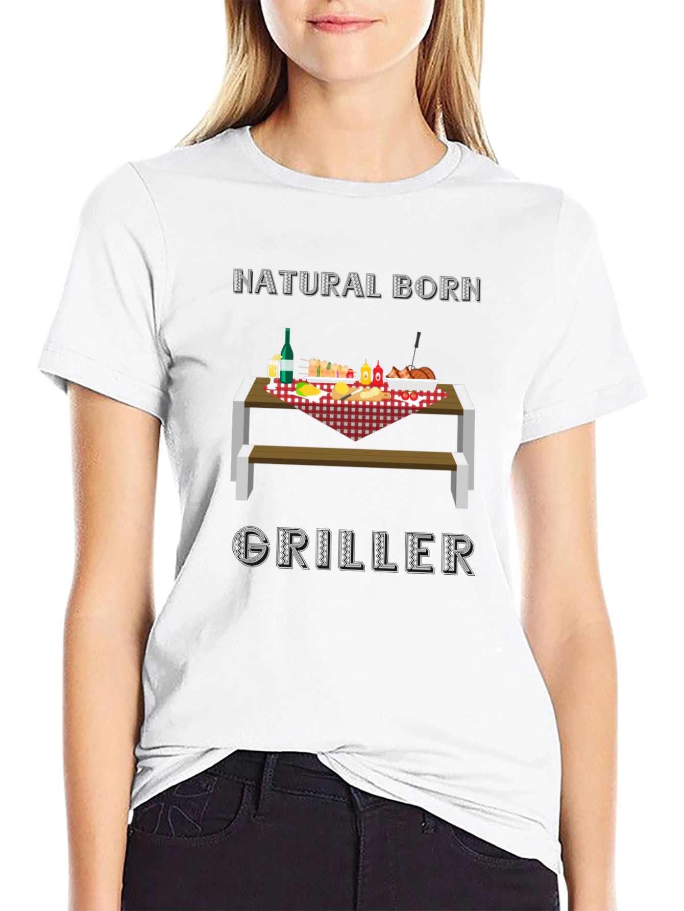 Natural Born Griller T-Shirt - BBQ Picnic Design