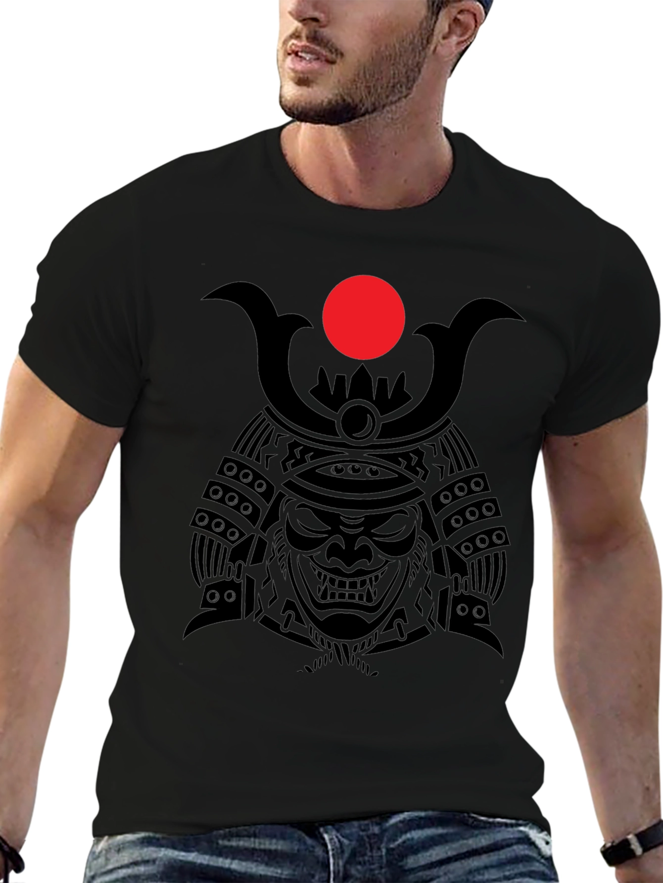 Samurai Warrior Graphic Tee - Mens Black T-Shirt