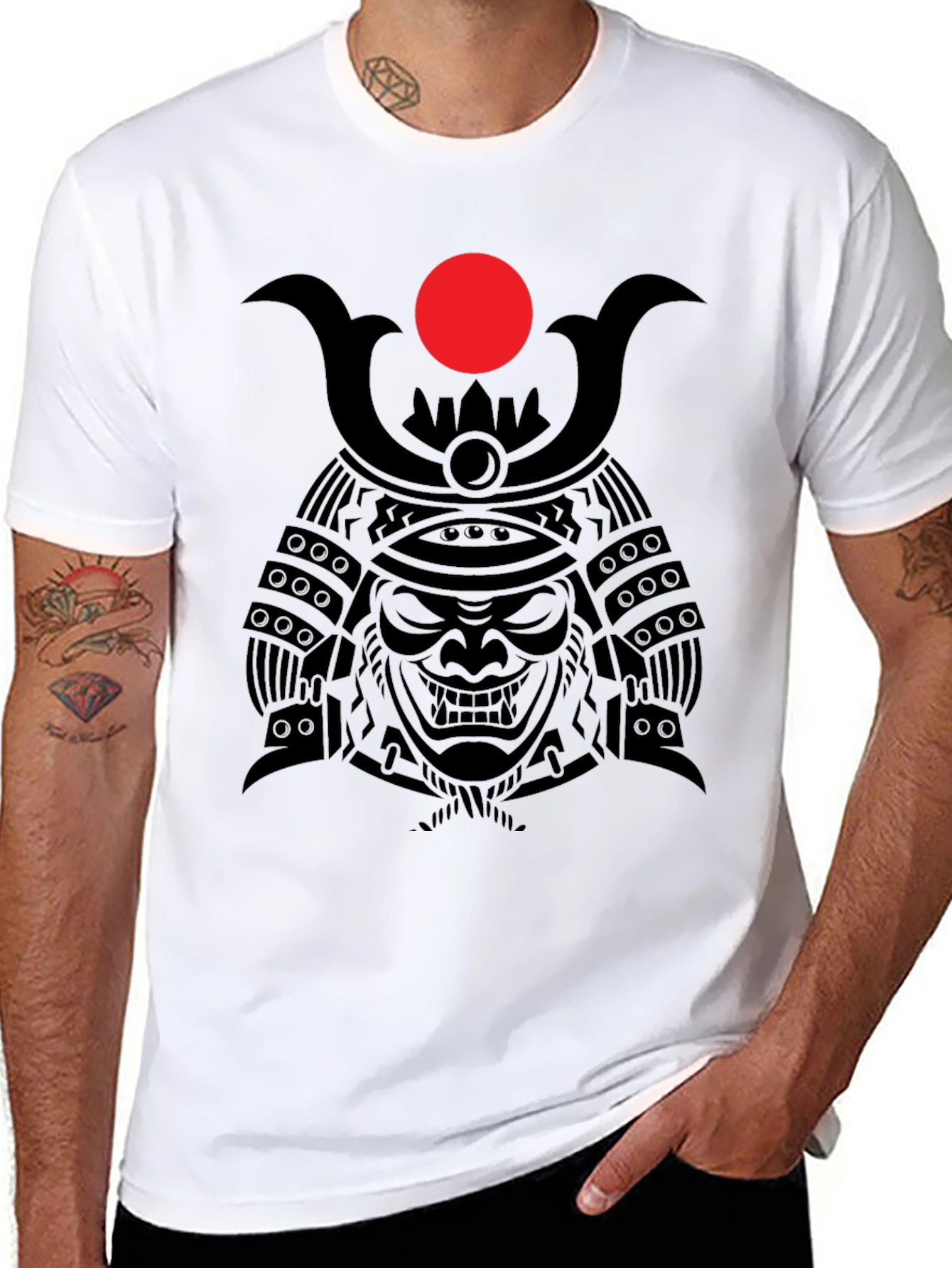 Samurai Warrior Graphic Tee - Mens Black T-Shirt