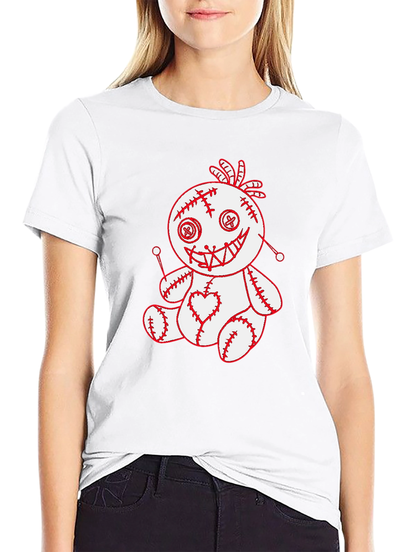 Voodoo Doll Graphic Tee - Spooky Cute T-Shirt