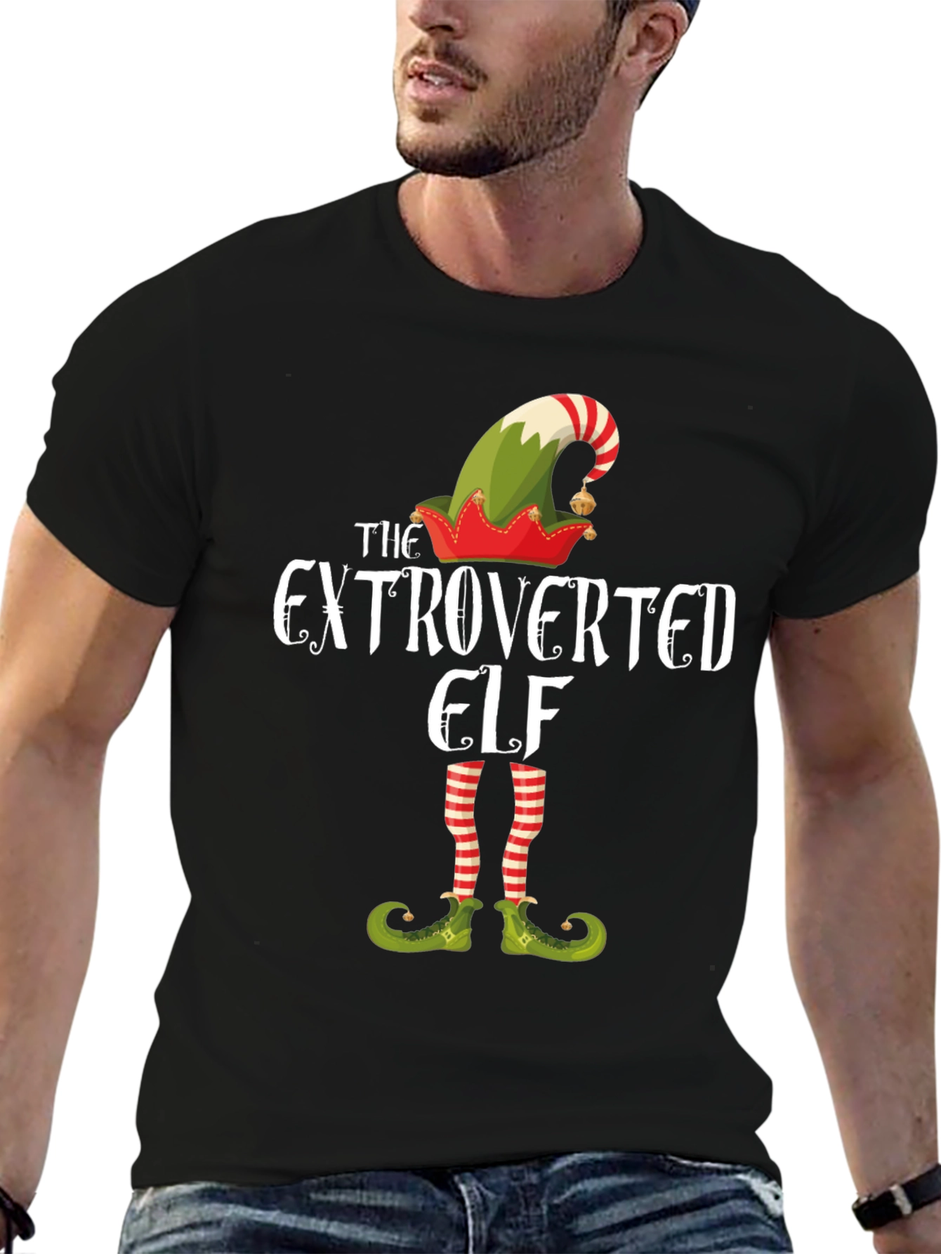 Extroverted Elf Graphic Tee - Christmas Holiday Shirt