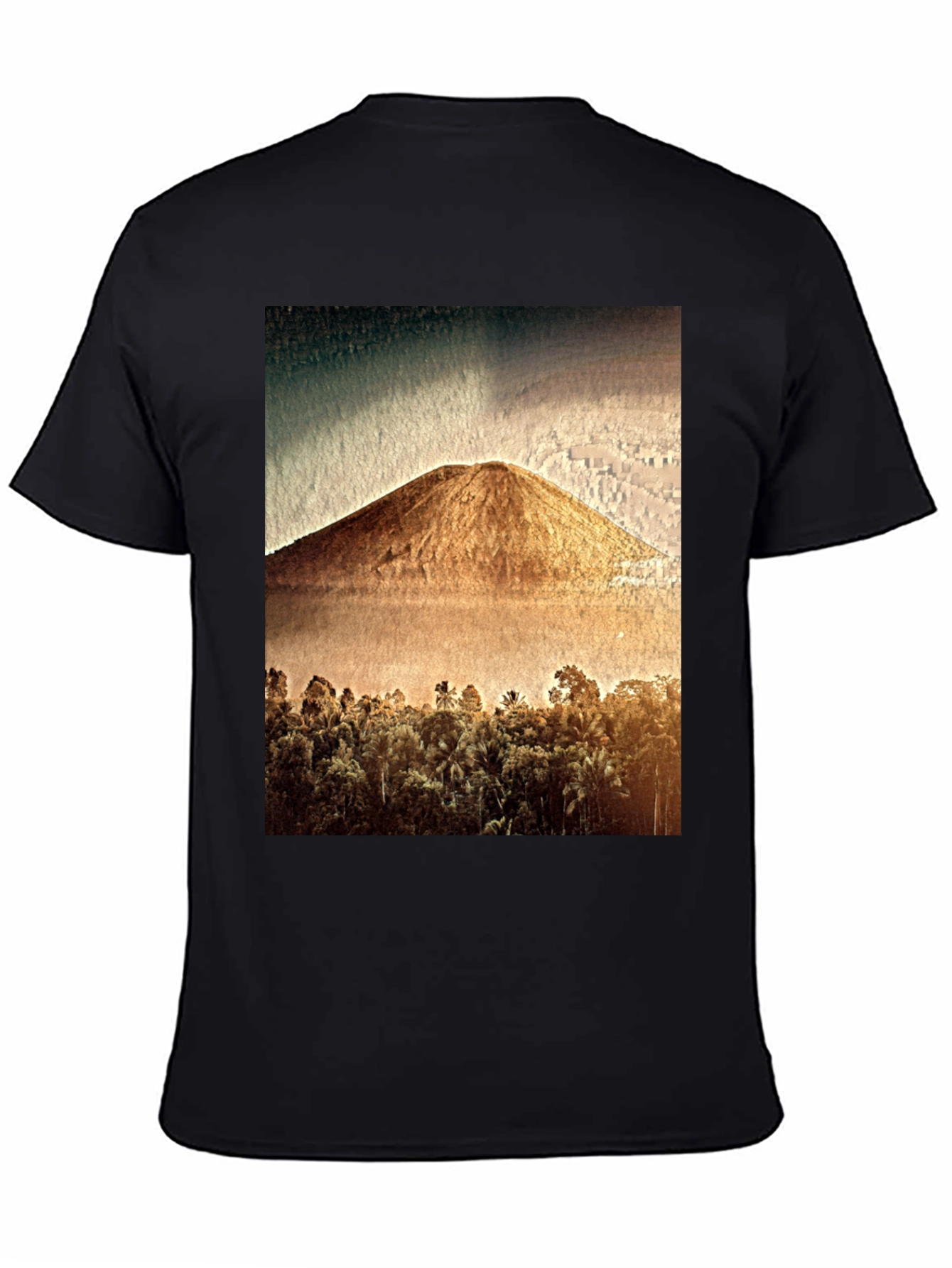 Mountain & Forest Graphic Print Black Tee