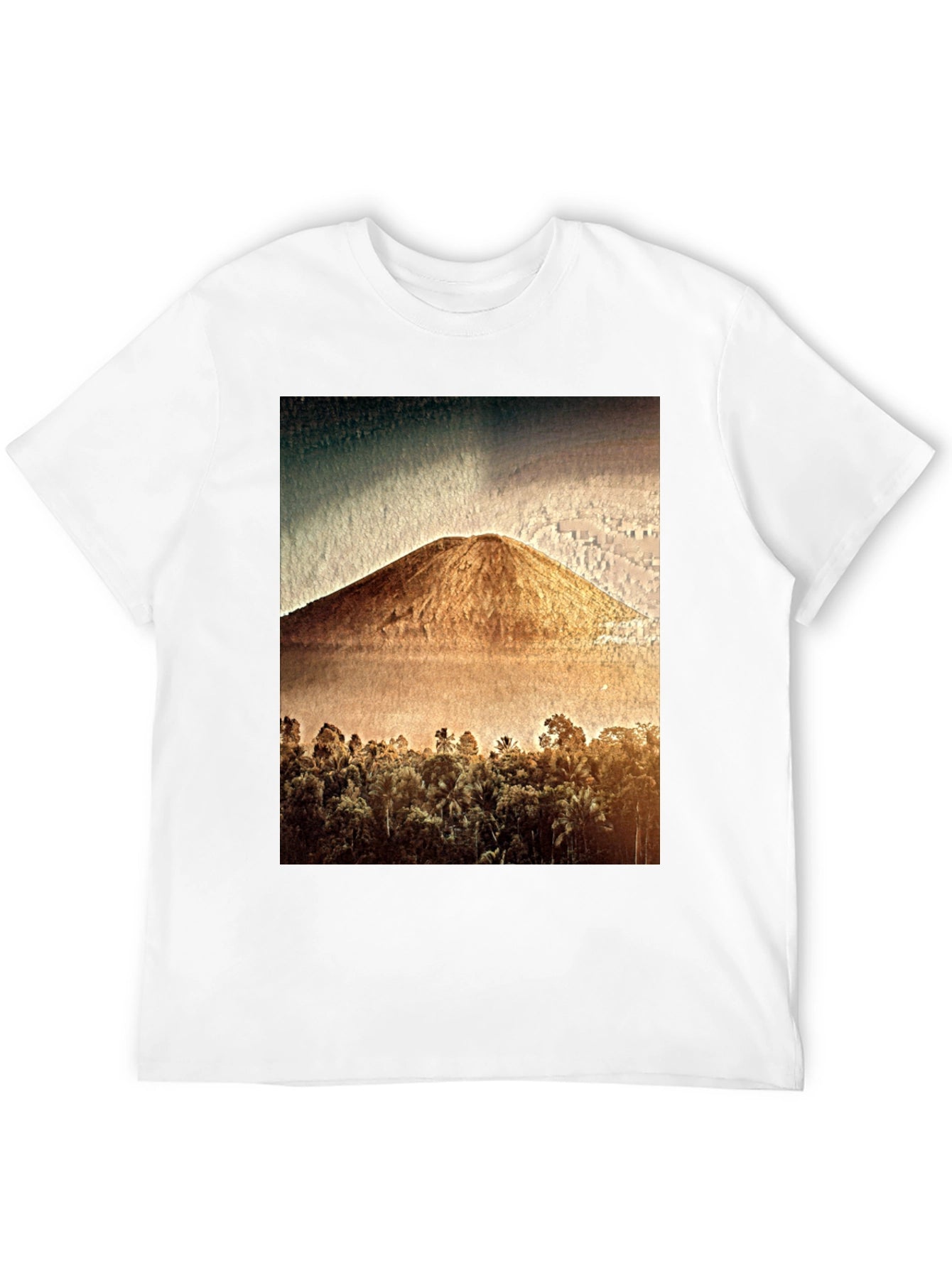 Mountain & Forest Graphic Print Black Tee