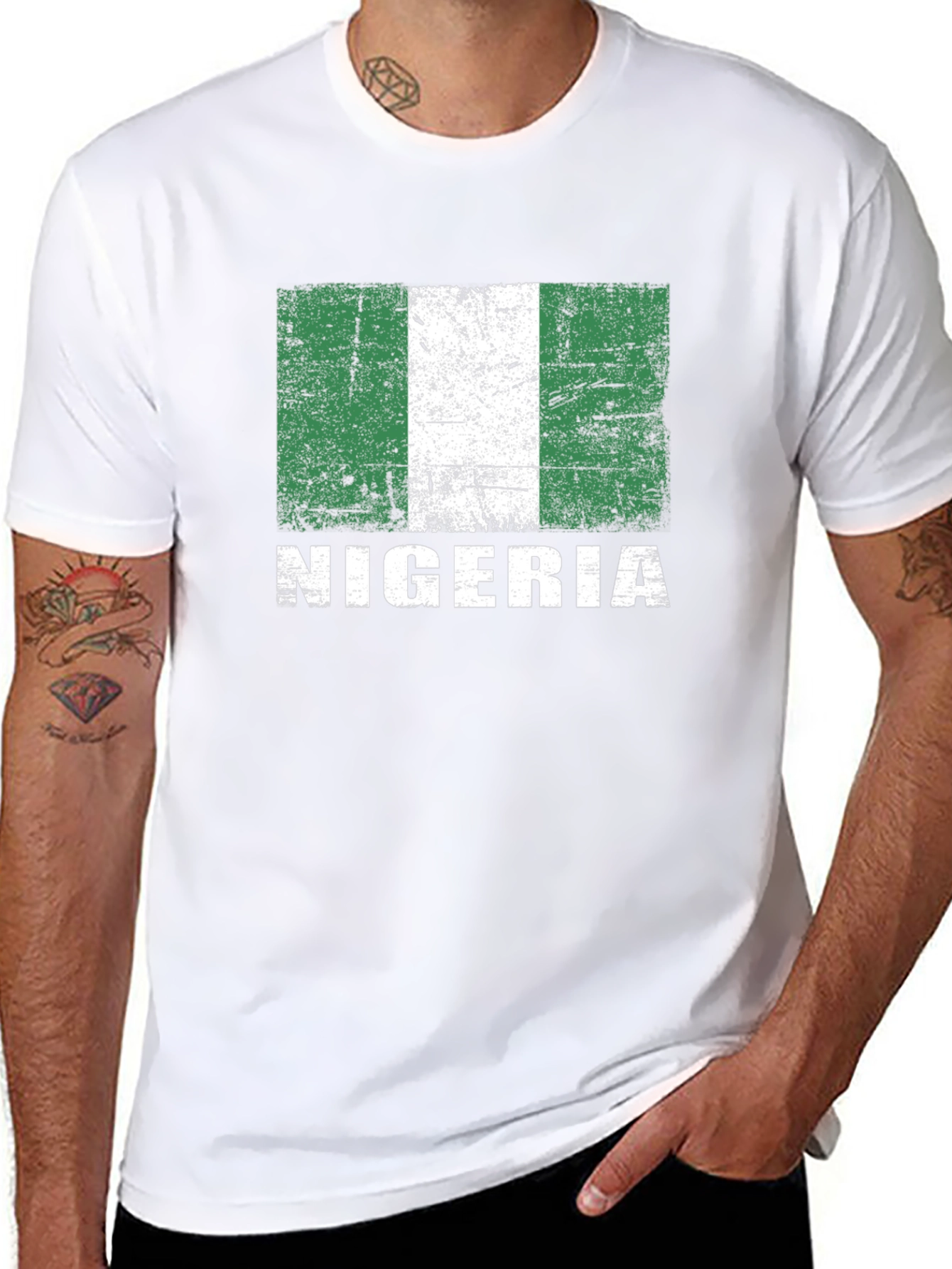 Nigeria Flag T-Shirt - Distressed Graphic Tee