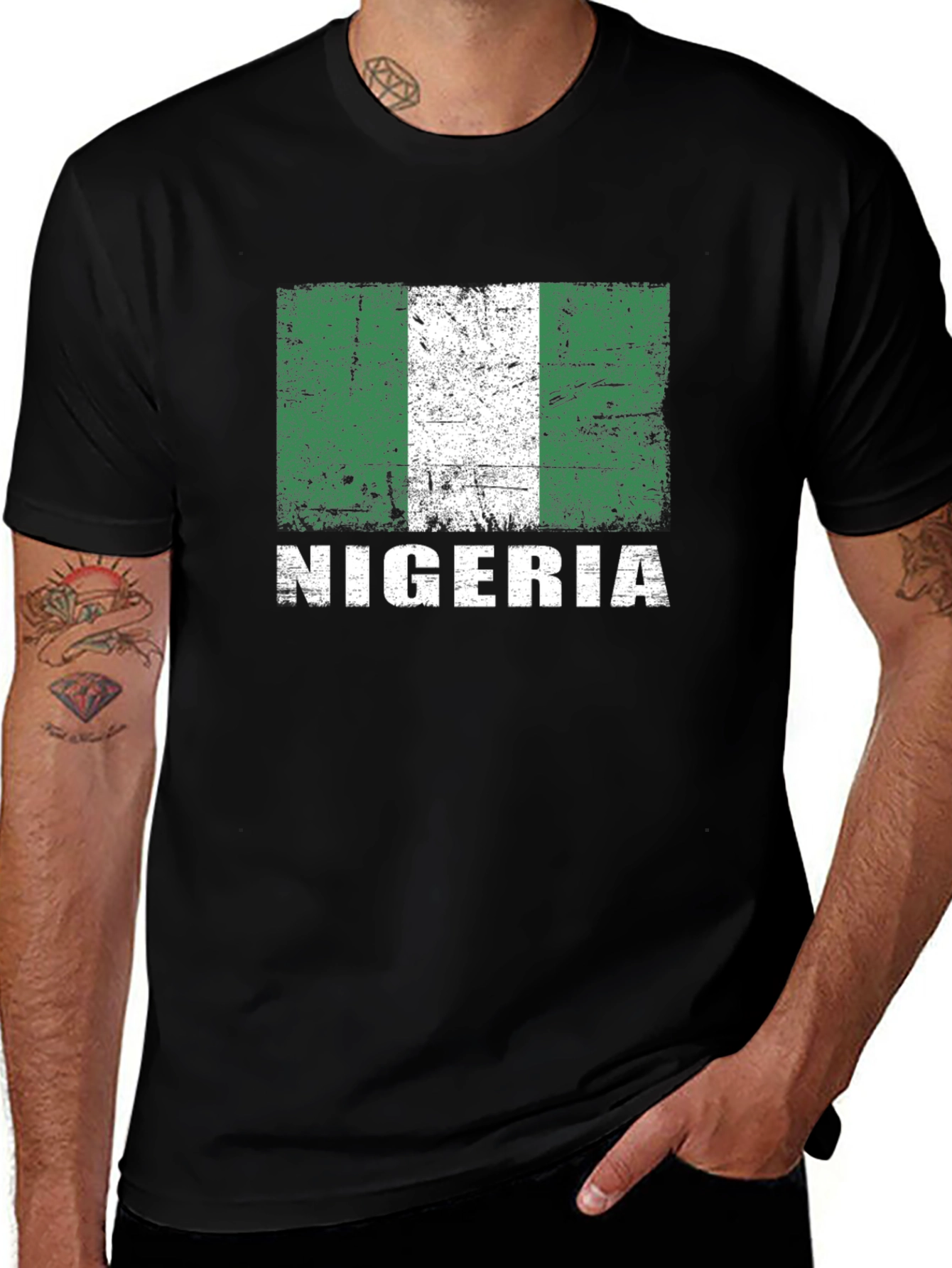 Nigeria Flag T-Shirt - Distressed Graphic Tee