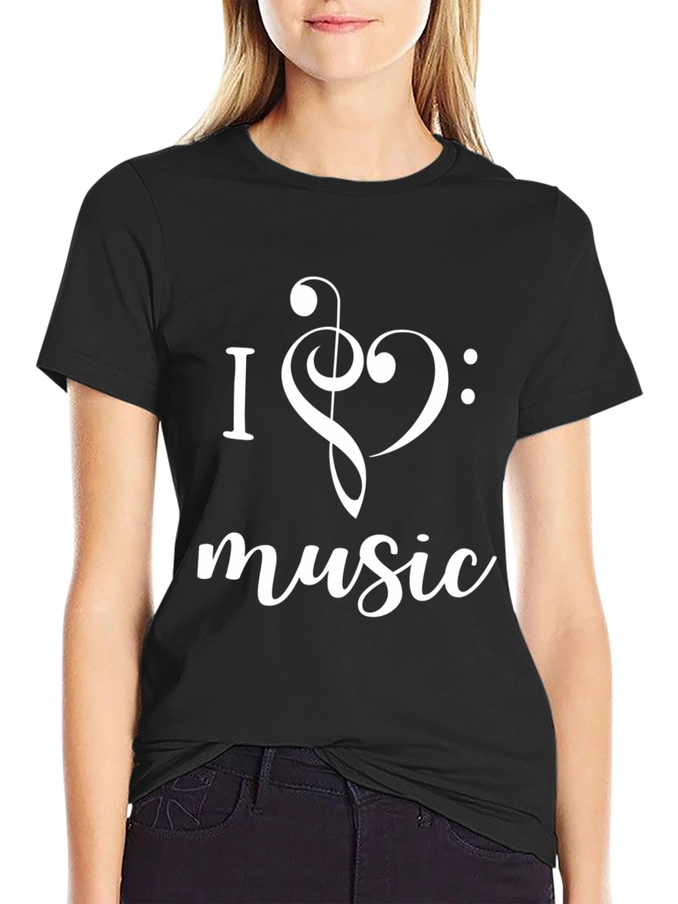 I Heart Music Graphic T-Shirt - Stylish Black Tee