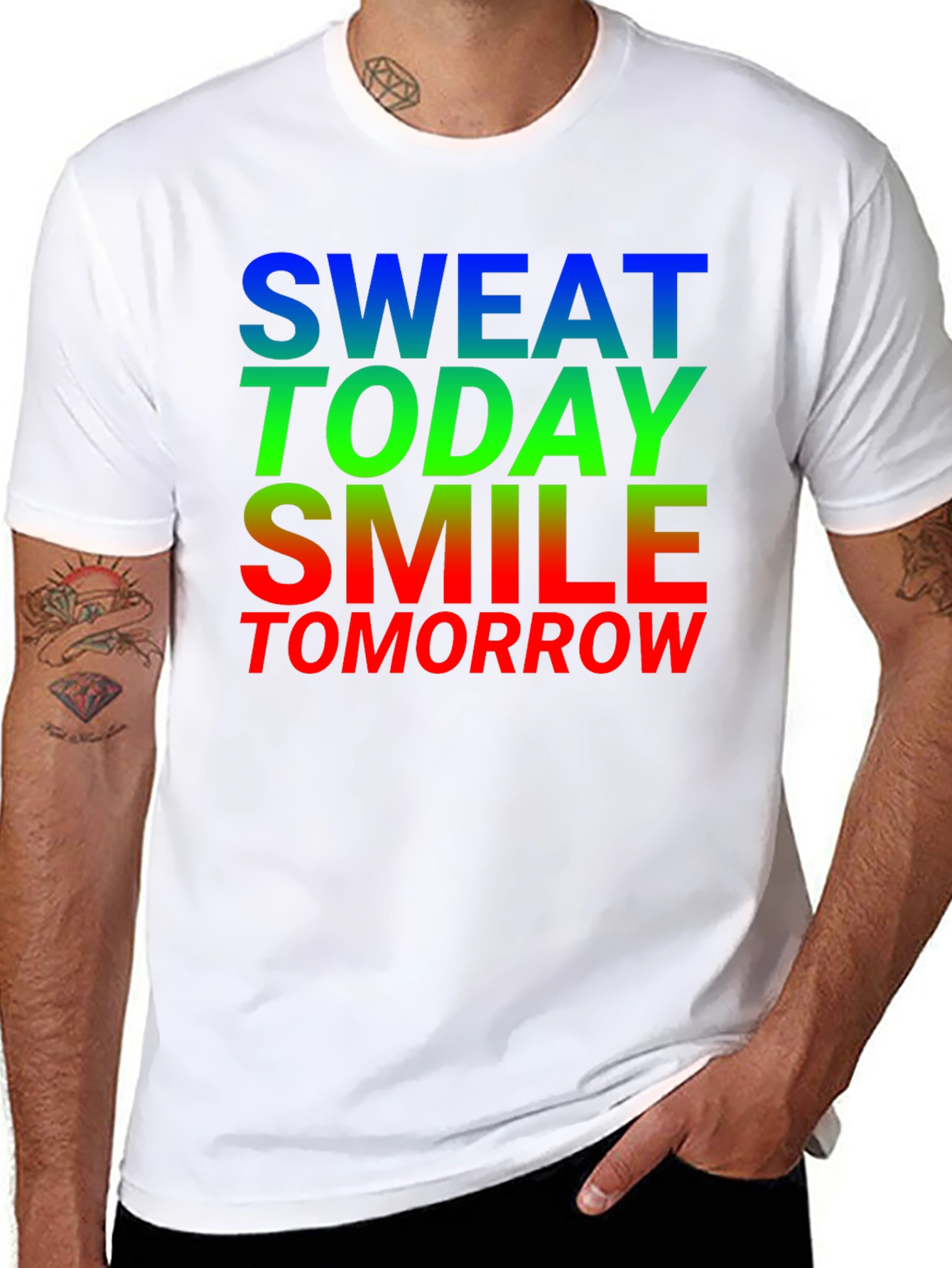 Motivational Sweat Today Smile Tomorrow Black T-Shirt