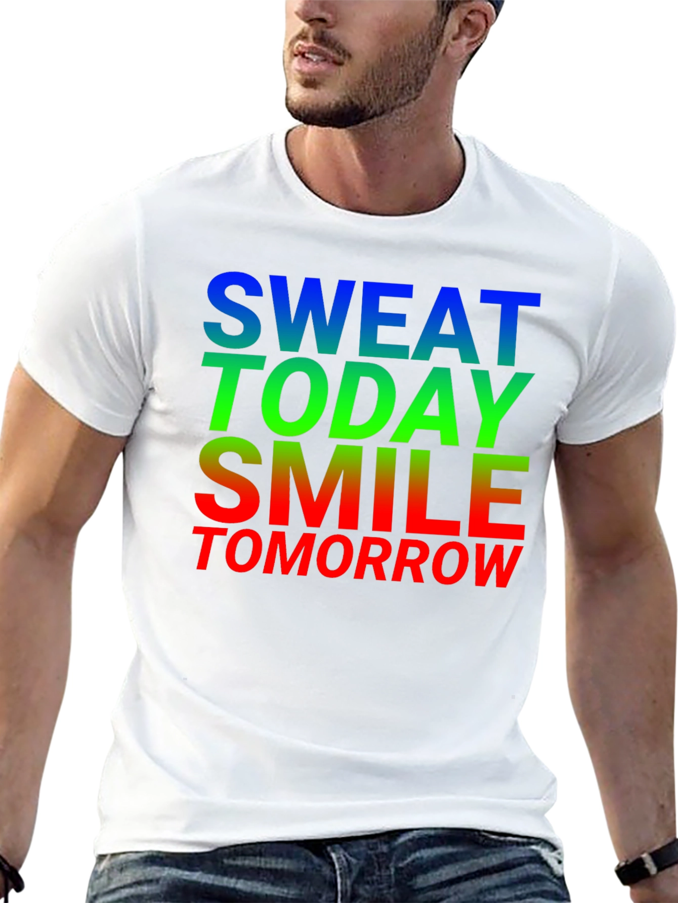 Motivational Sweat Today Smile Tomorrow Black T-Shirt