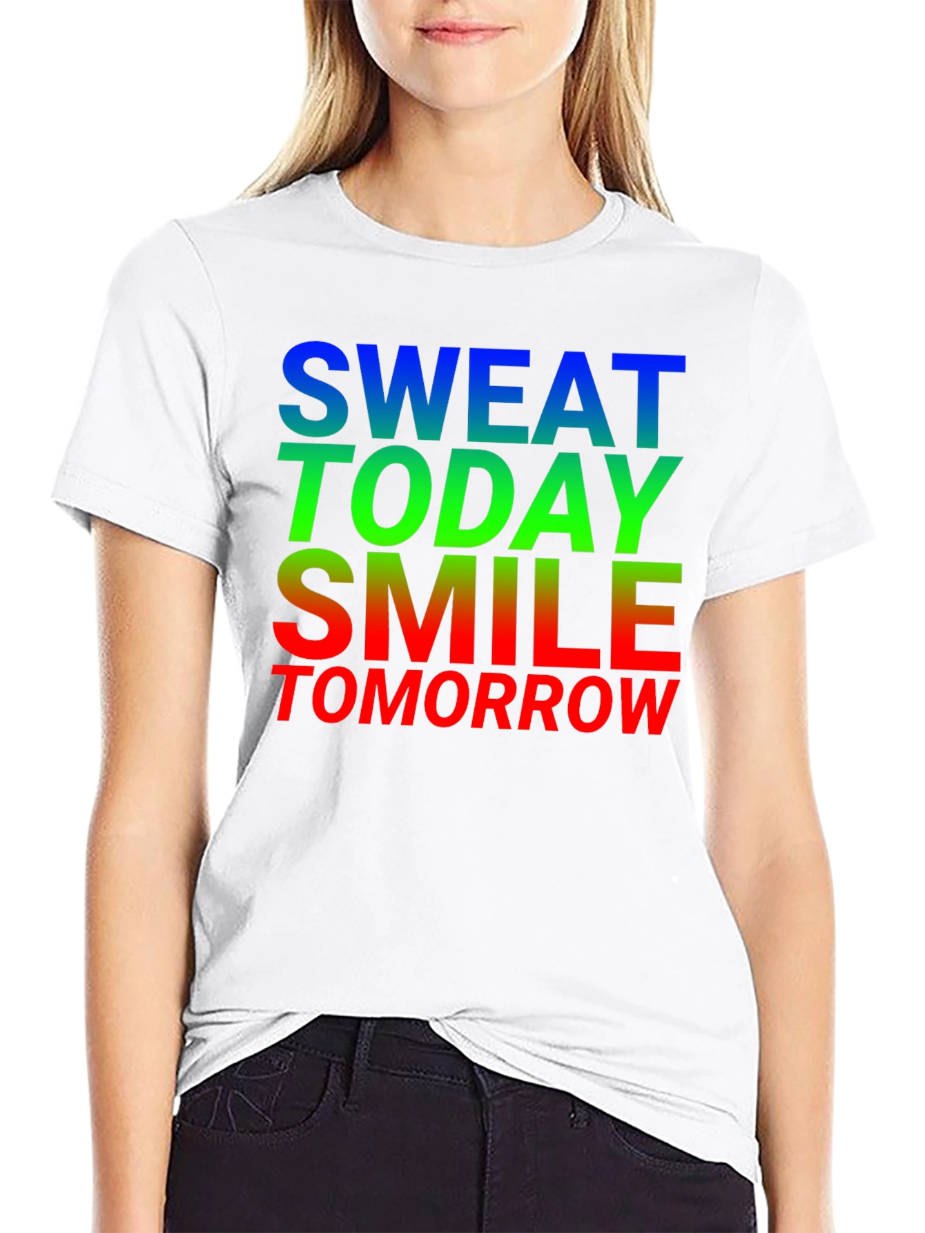 Motivational Sweat Today Smile Tomorrow Black T-Shirt
