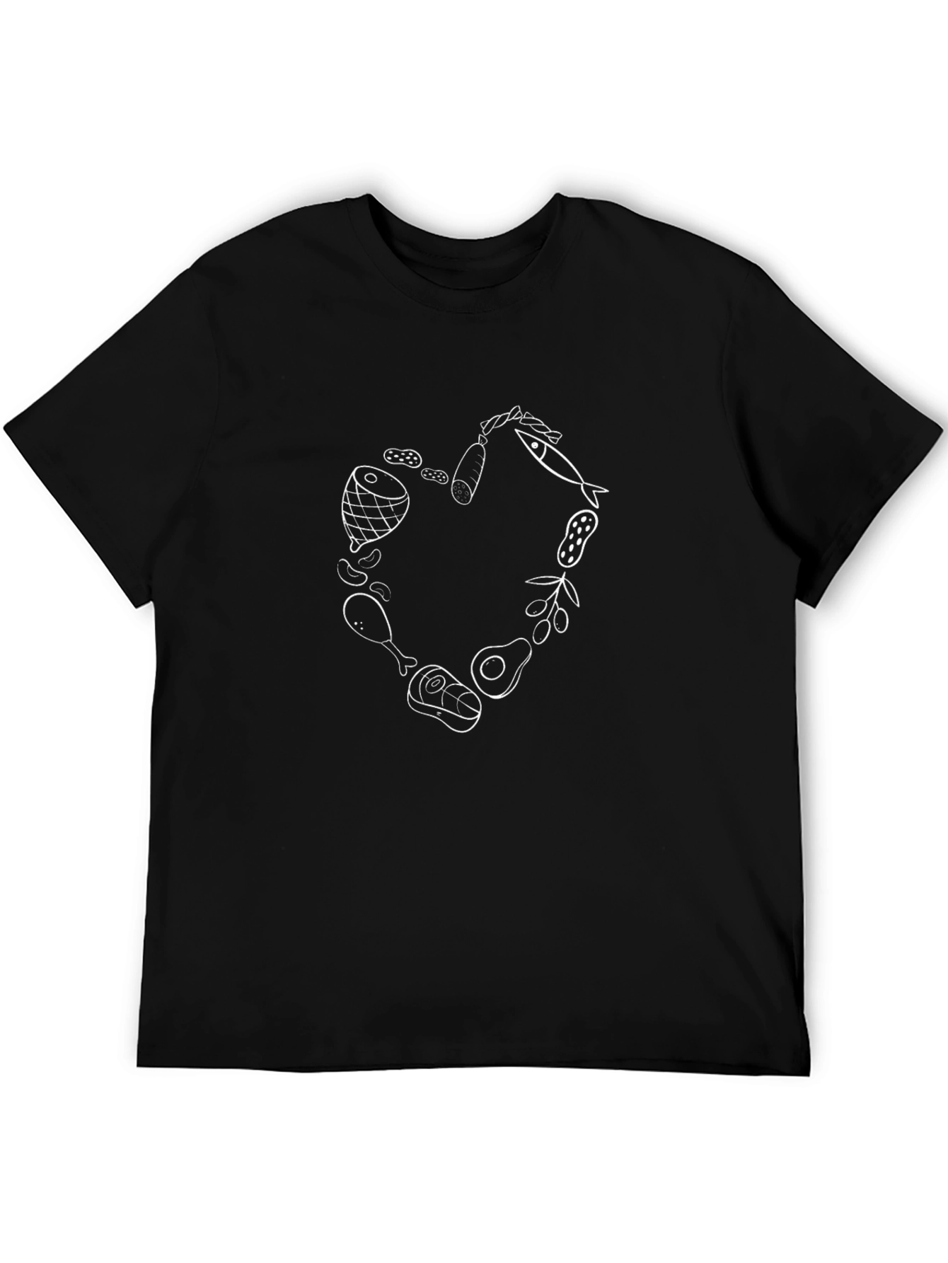 Food Heart Graphic Tee - Black Casual T-Shirt