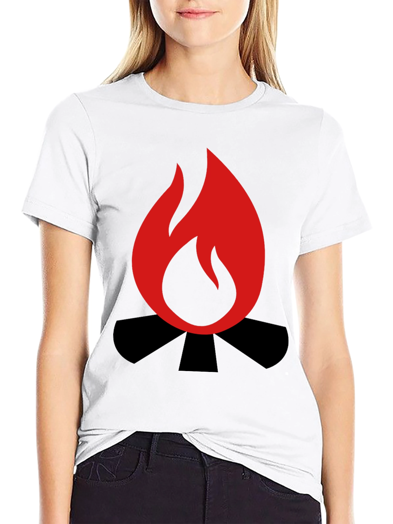 Campfire Graphic Tee - Black Cotton Blend Shirt