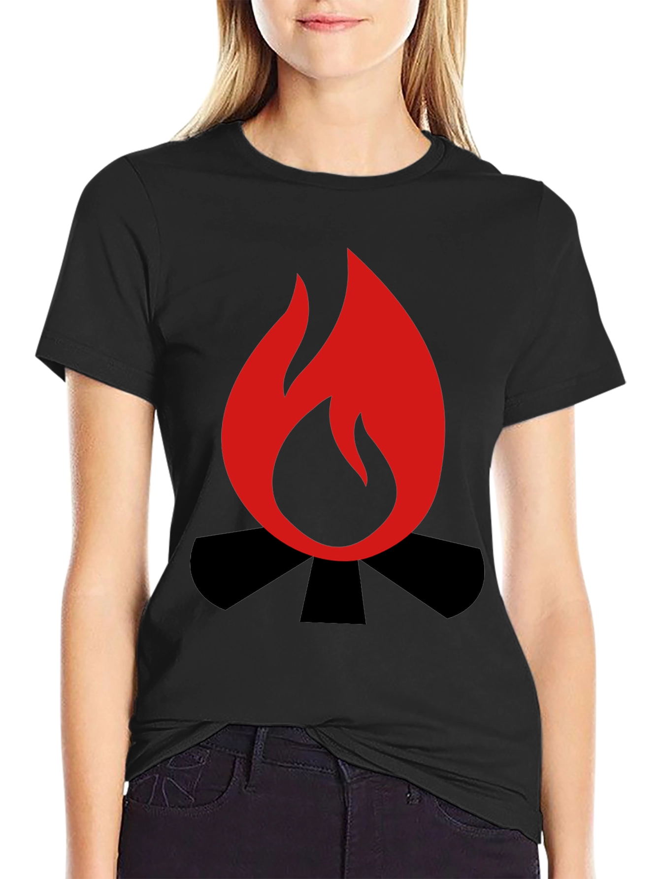 Campfire Graphic Tee - Black Cotton Blend Shirt