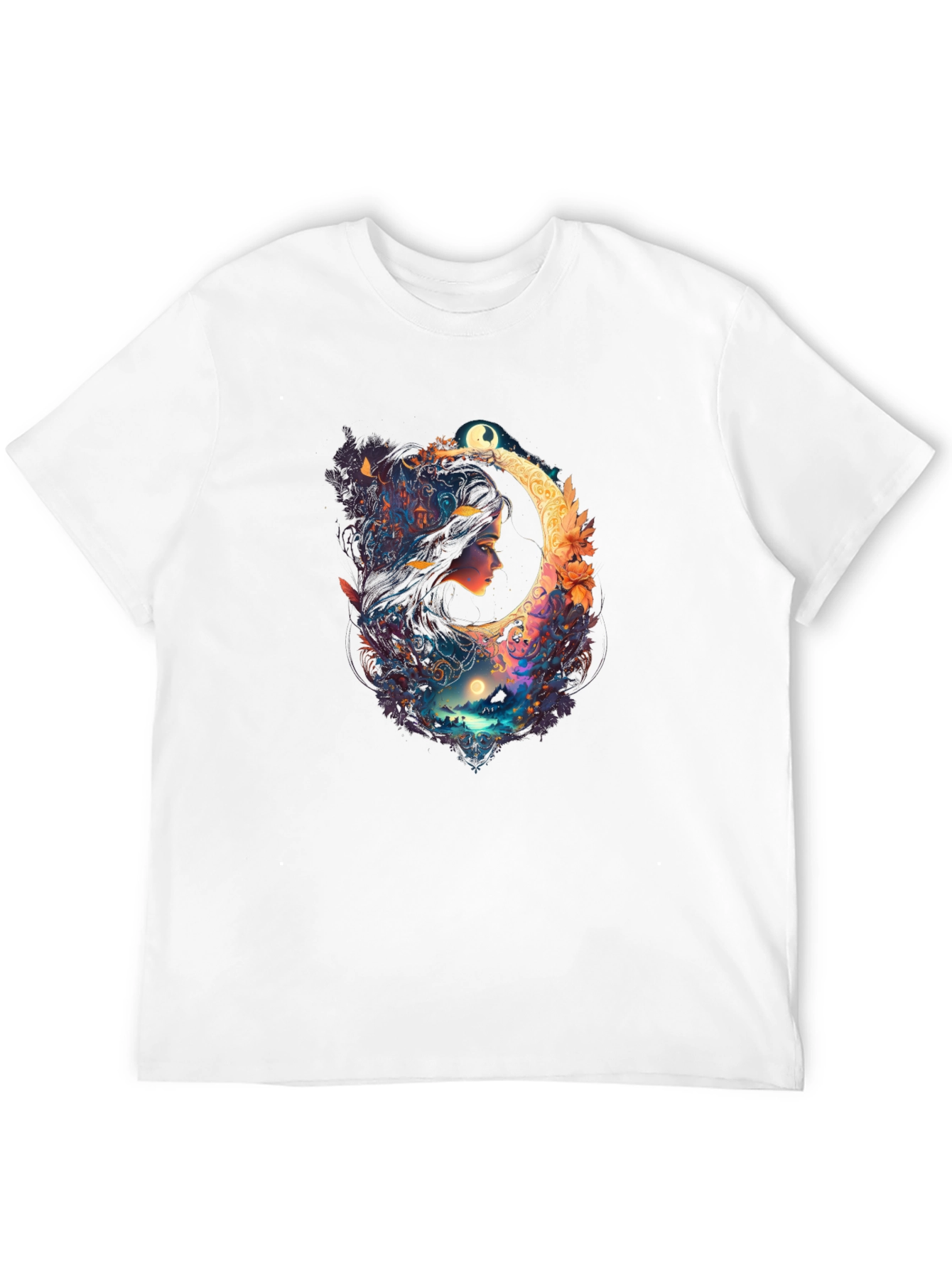 Celestial Moon Woman Black T-Shirt