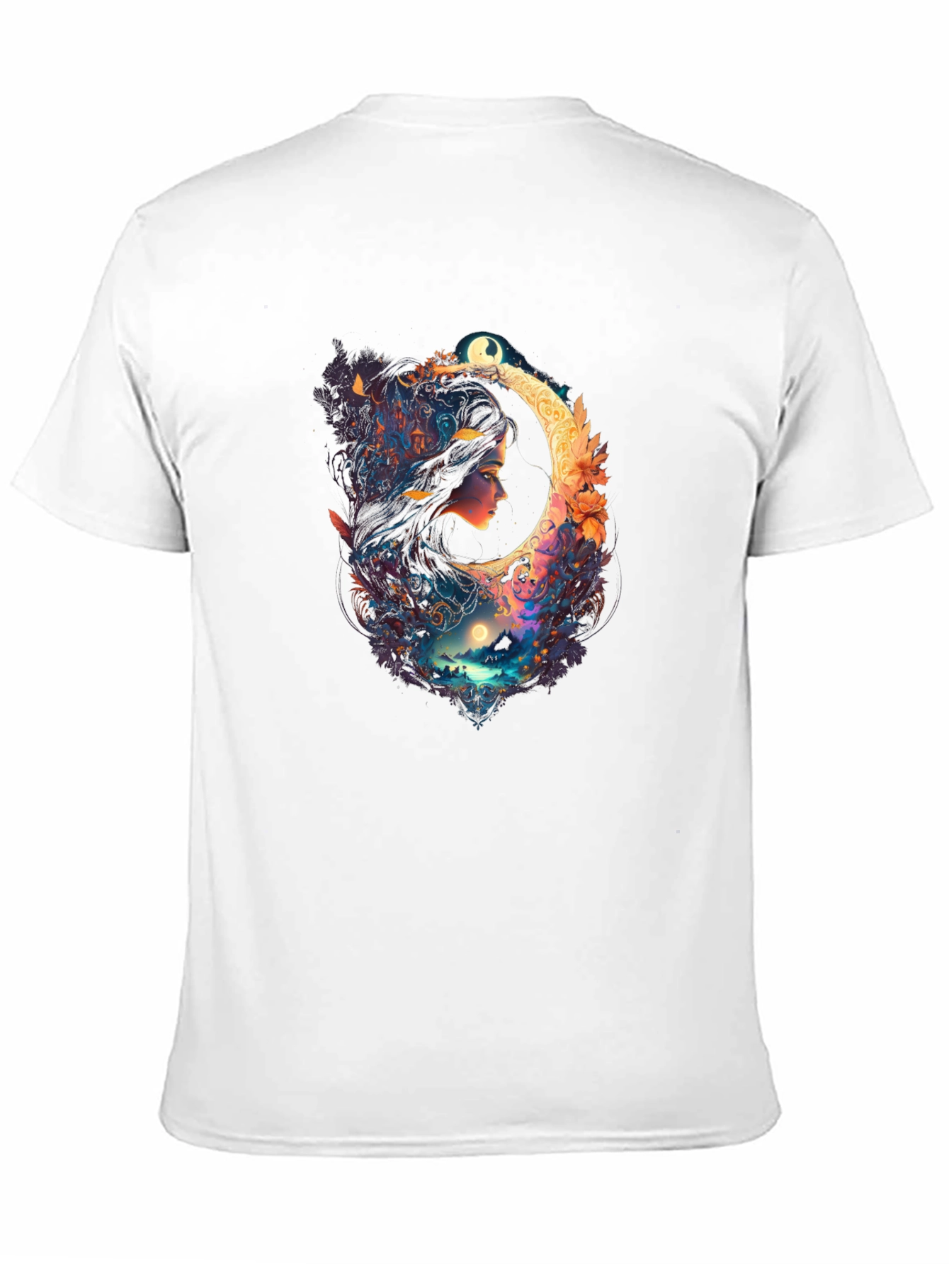 Celestial Moon Woman Black T-Shirt