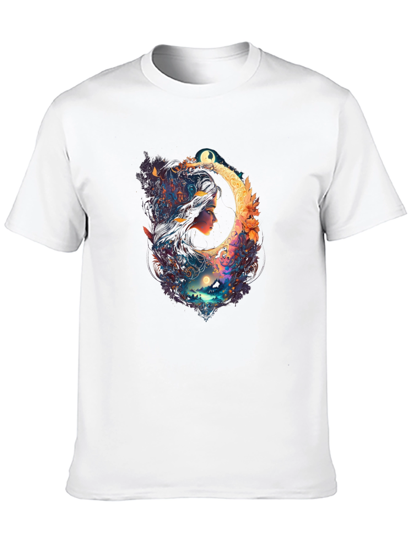Celestial Moon Woman Black T-Shirt