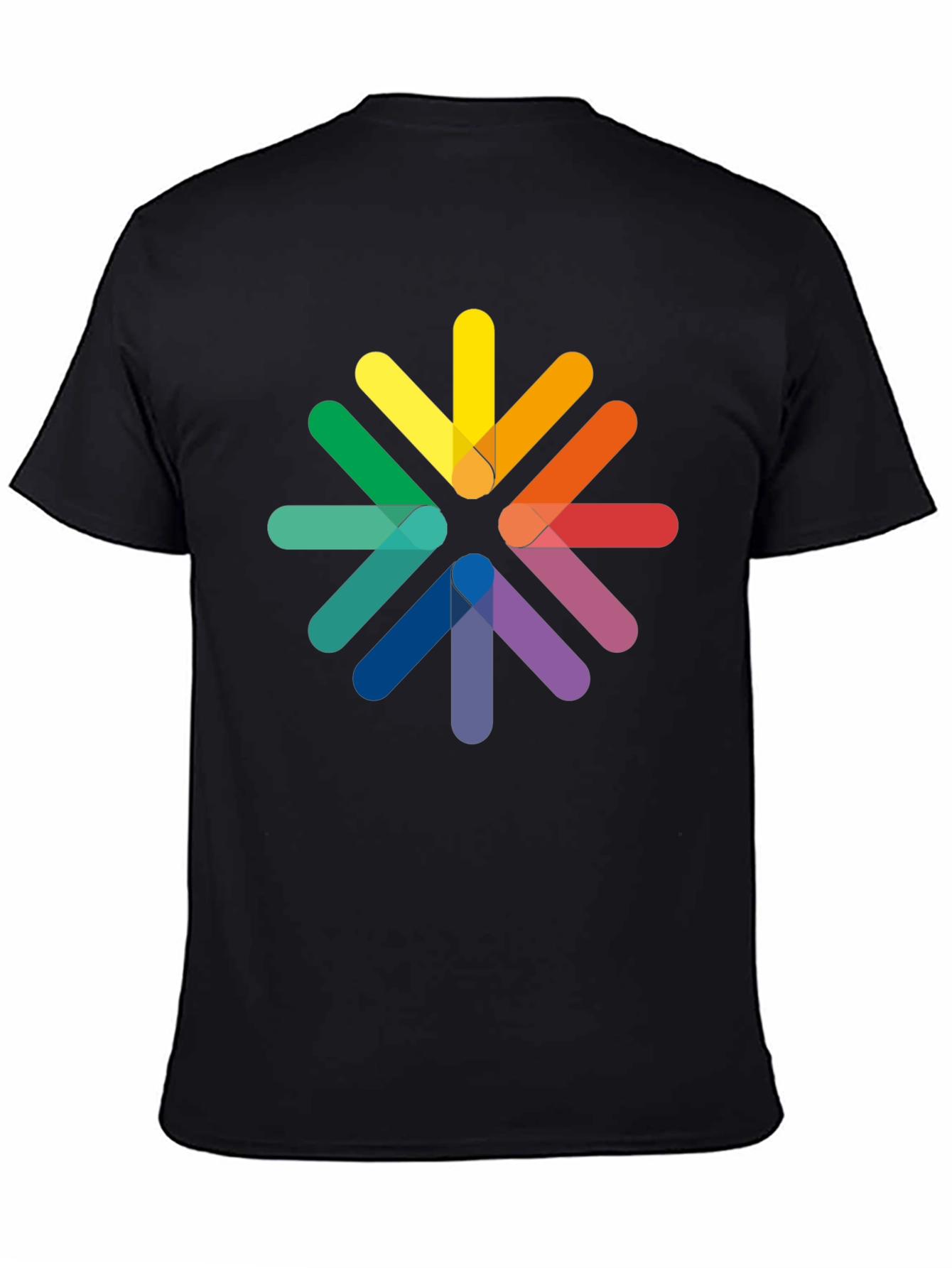 Rainbow Arrow Circle Black Tee - Modern Graphic T-Shirt