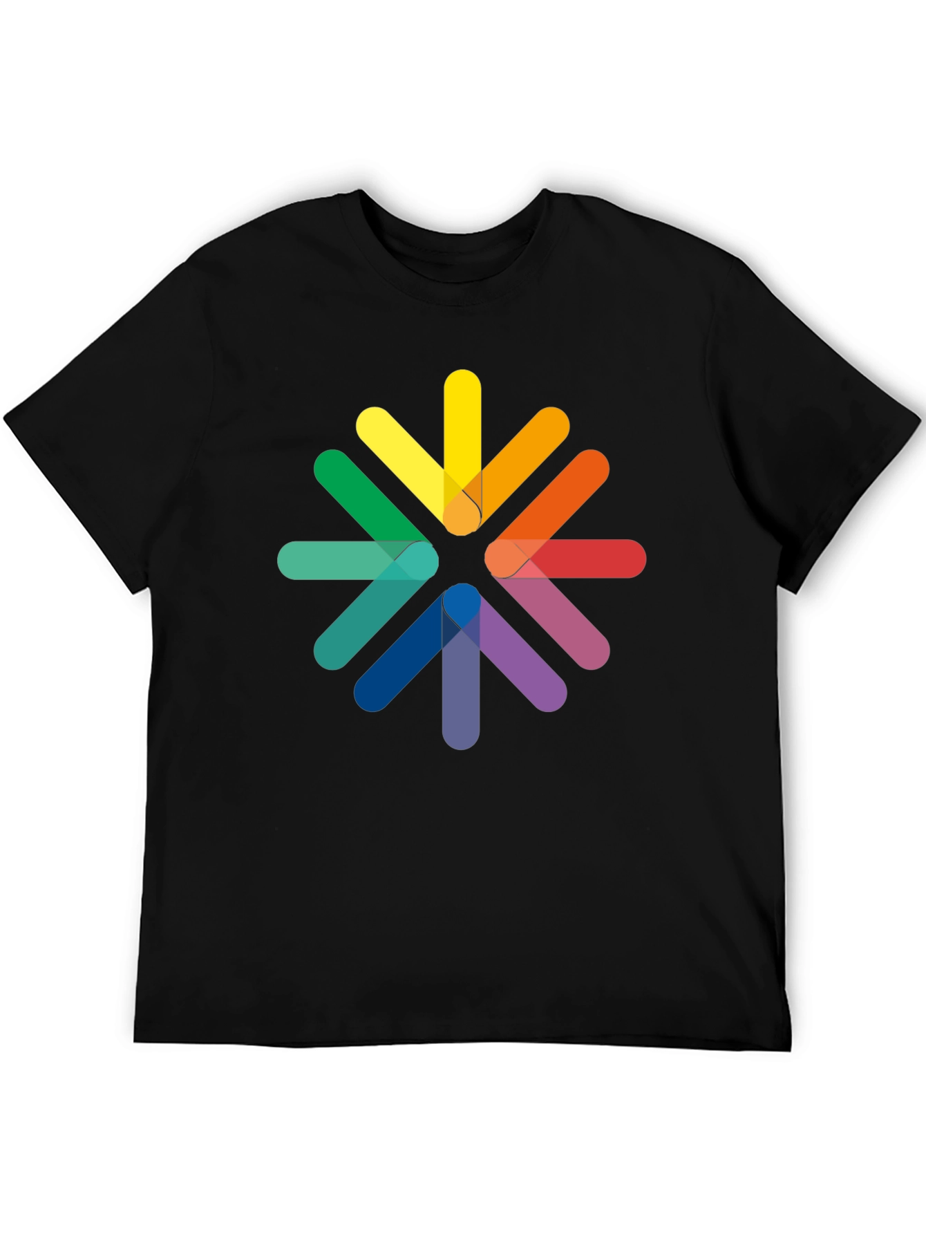 Rainbow Arrow Circle Black Tee - Modern Graphic T-Shirt