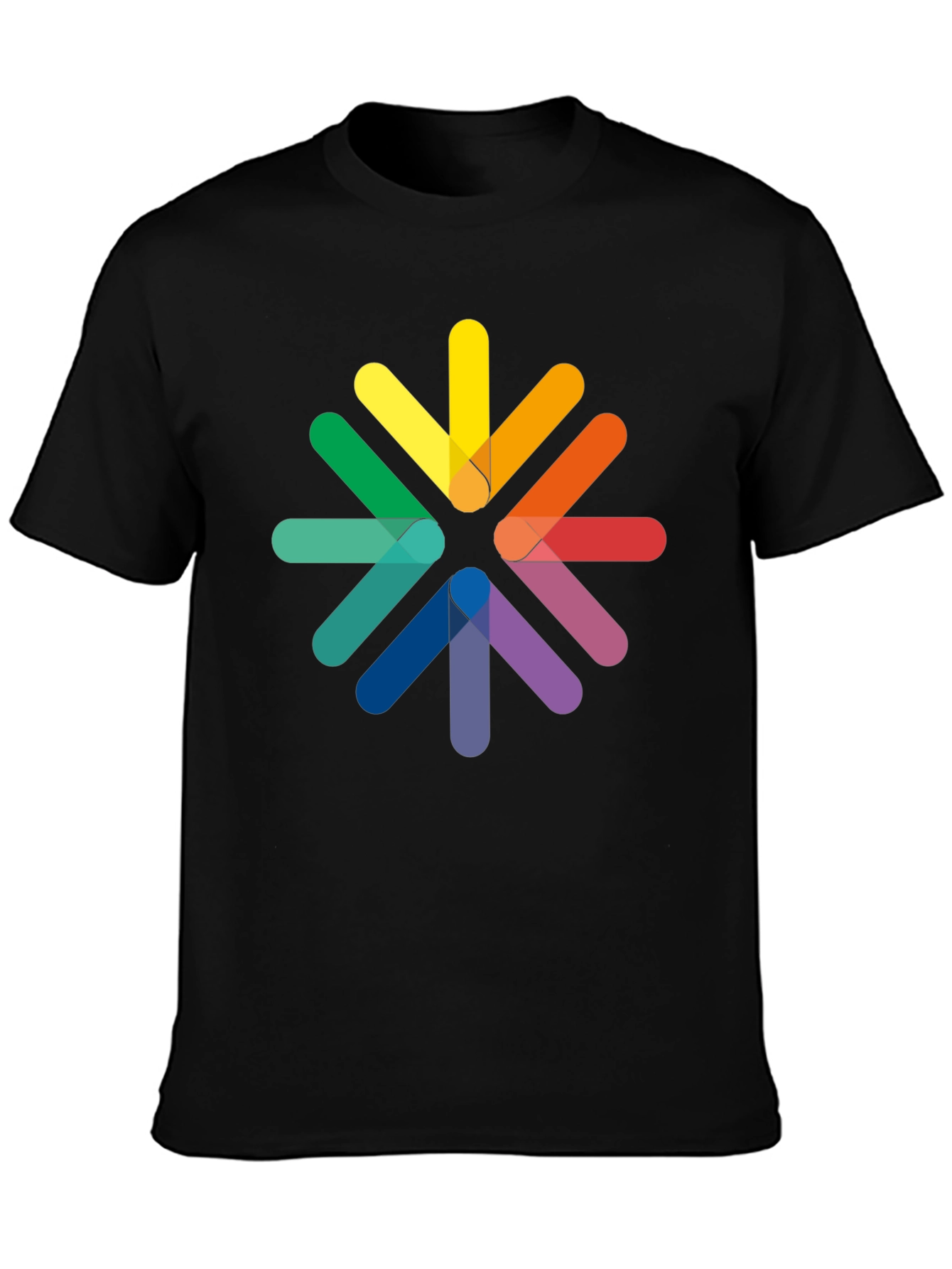 Rainbow Arrow Circle Black Tee - Modern Graphic T-Shirt