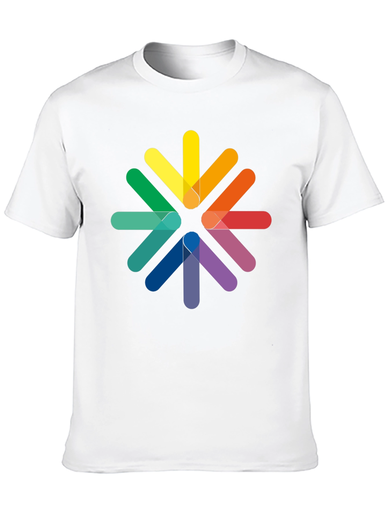 Rainbow Arrow Circle Black Tee - Modern Graphic T-Shirt