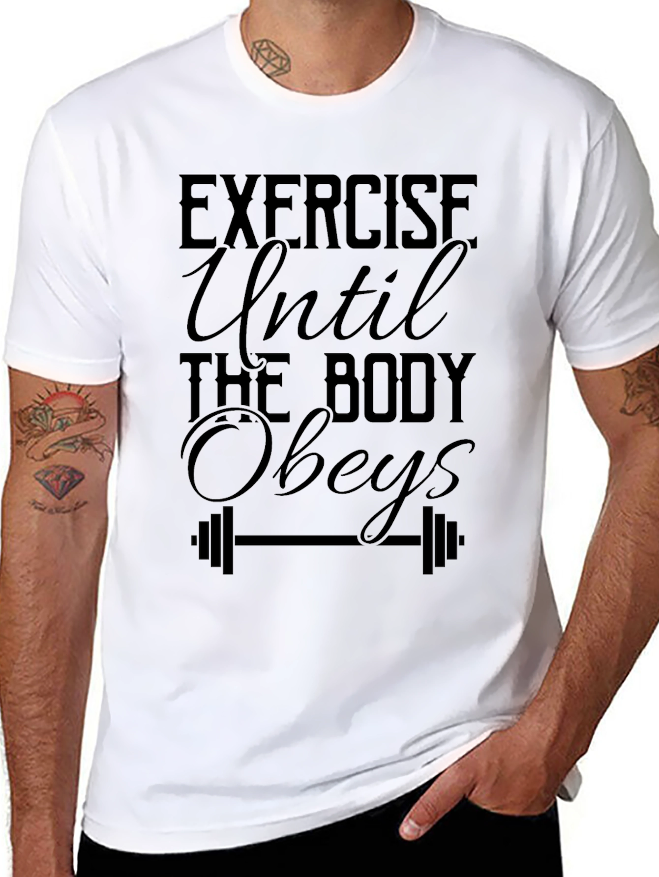 Exercise Until The Body Obeys Black Graphic T-Shirt