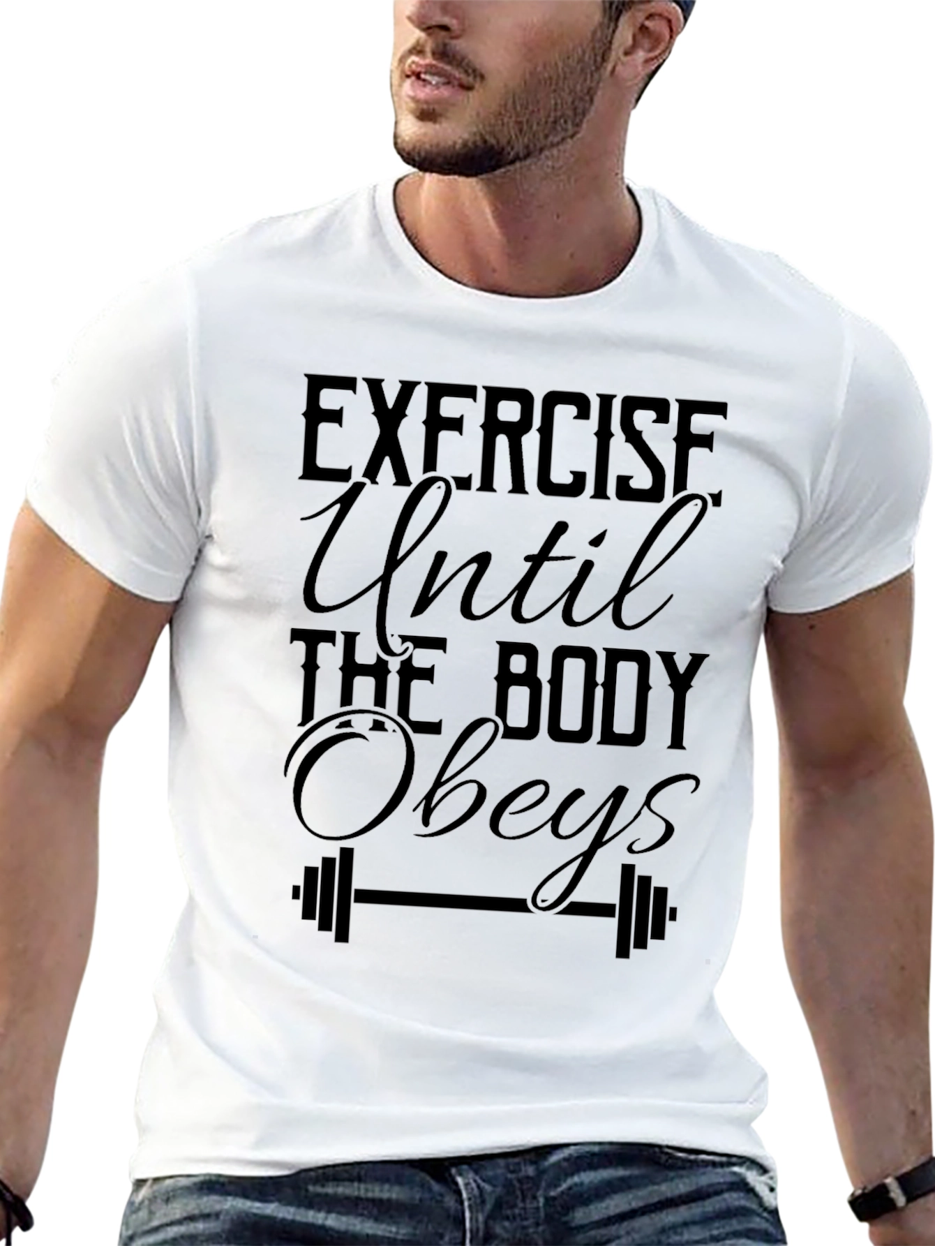 Exercise Until The Body Obeys Black Graphic T-Shirt