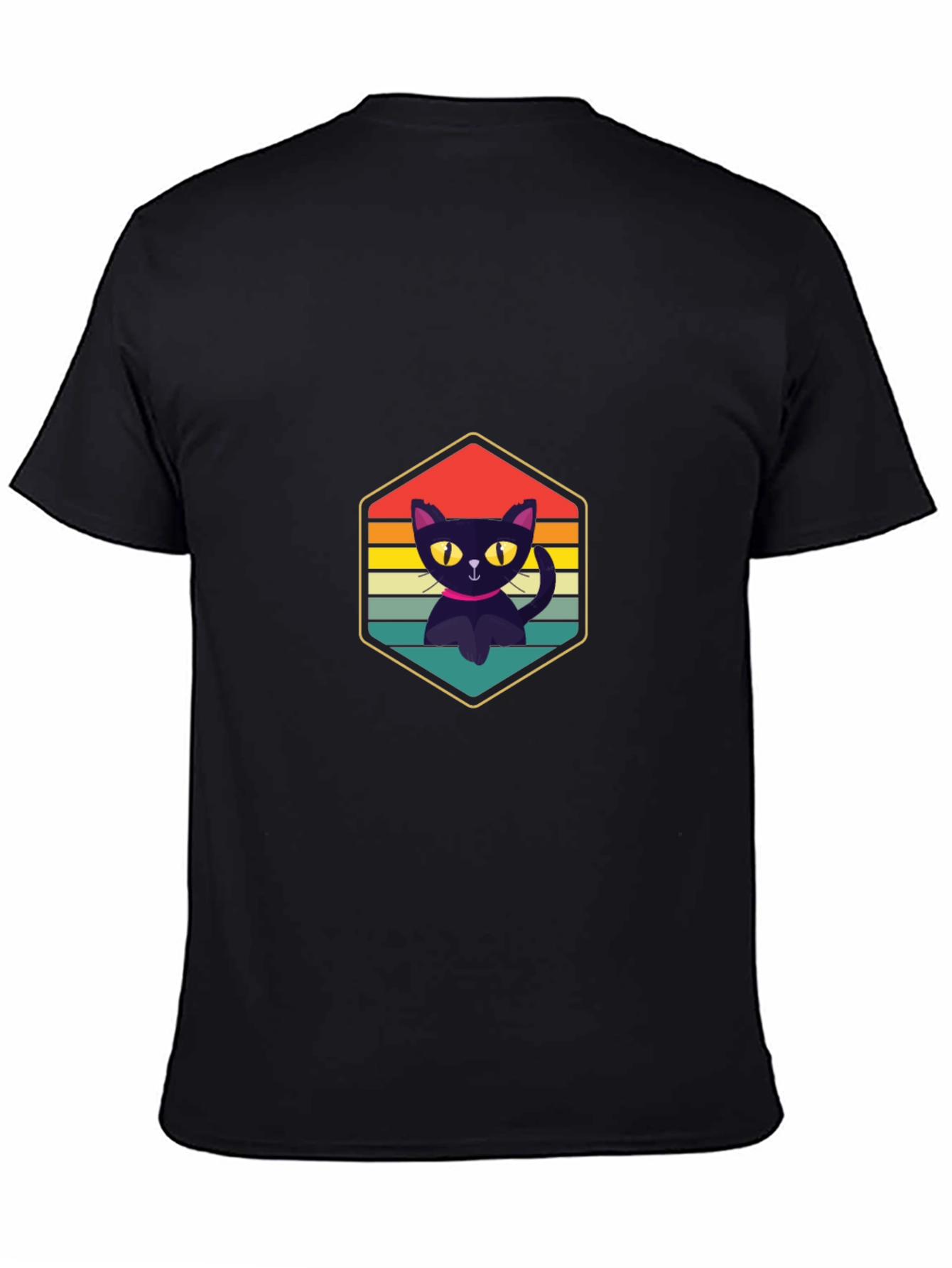 Retro Cat Graphic Tee - Black Unisex Shirt