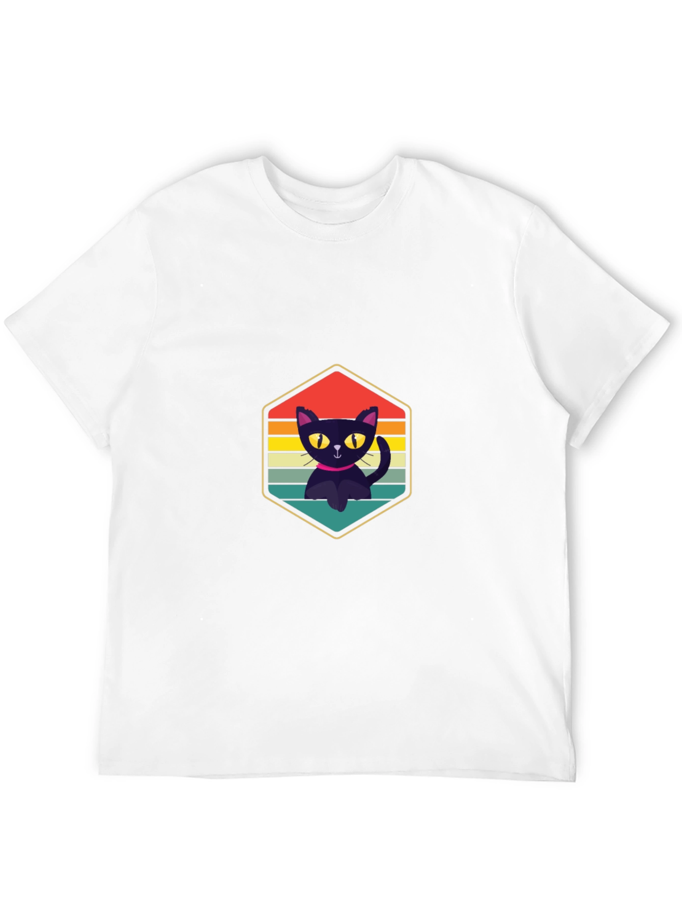 Retro Cat Graphic Tee - Black Unisex Shirt