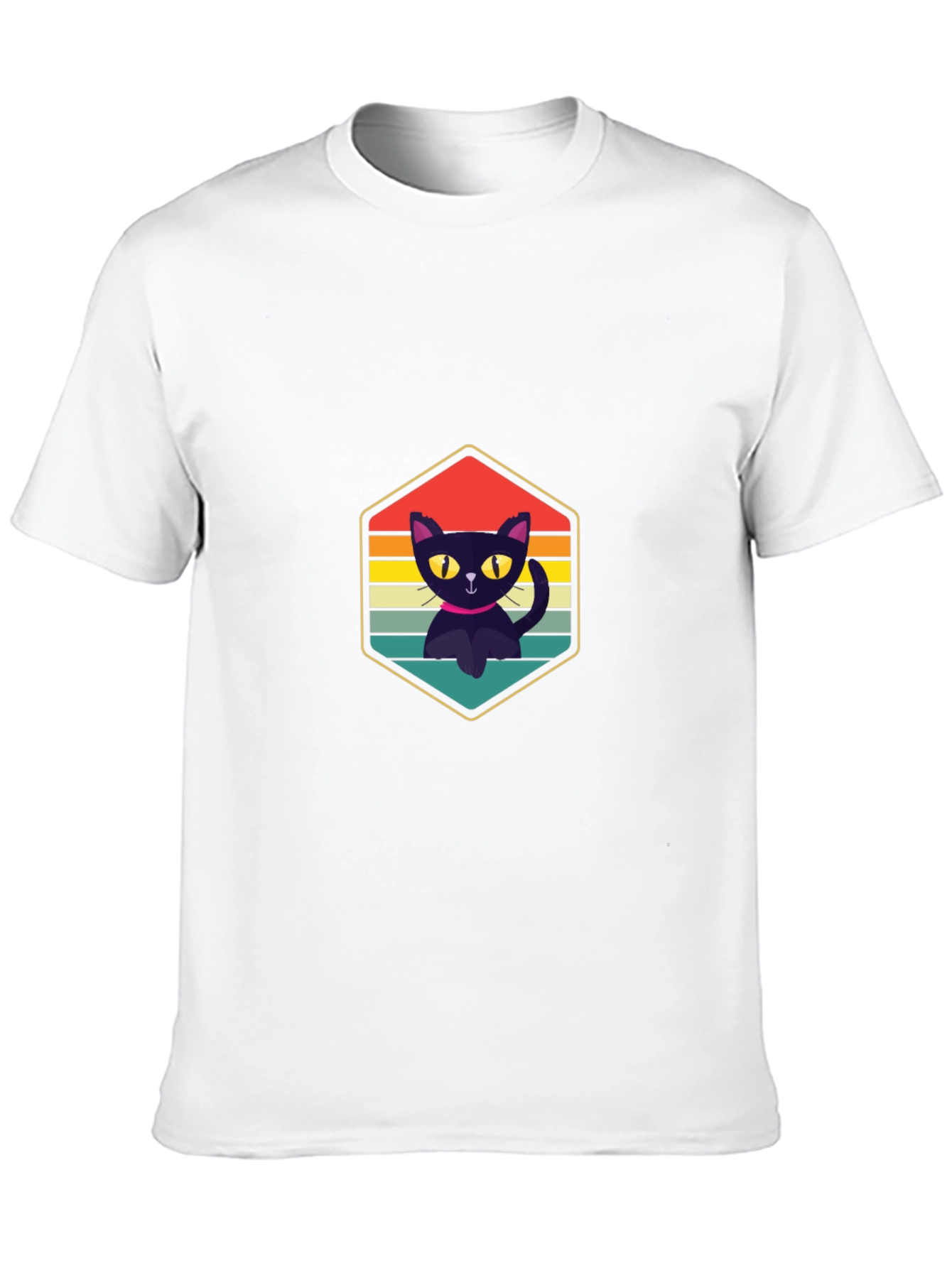 Retro Cat Graphic Tee - Black Unisex Shirt
