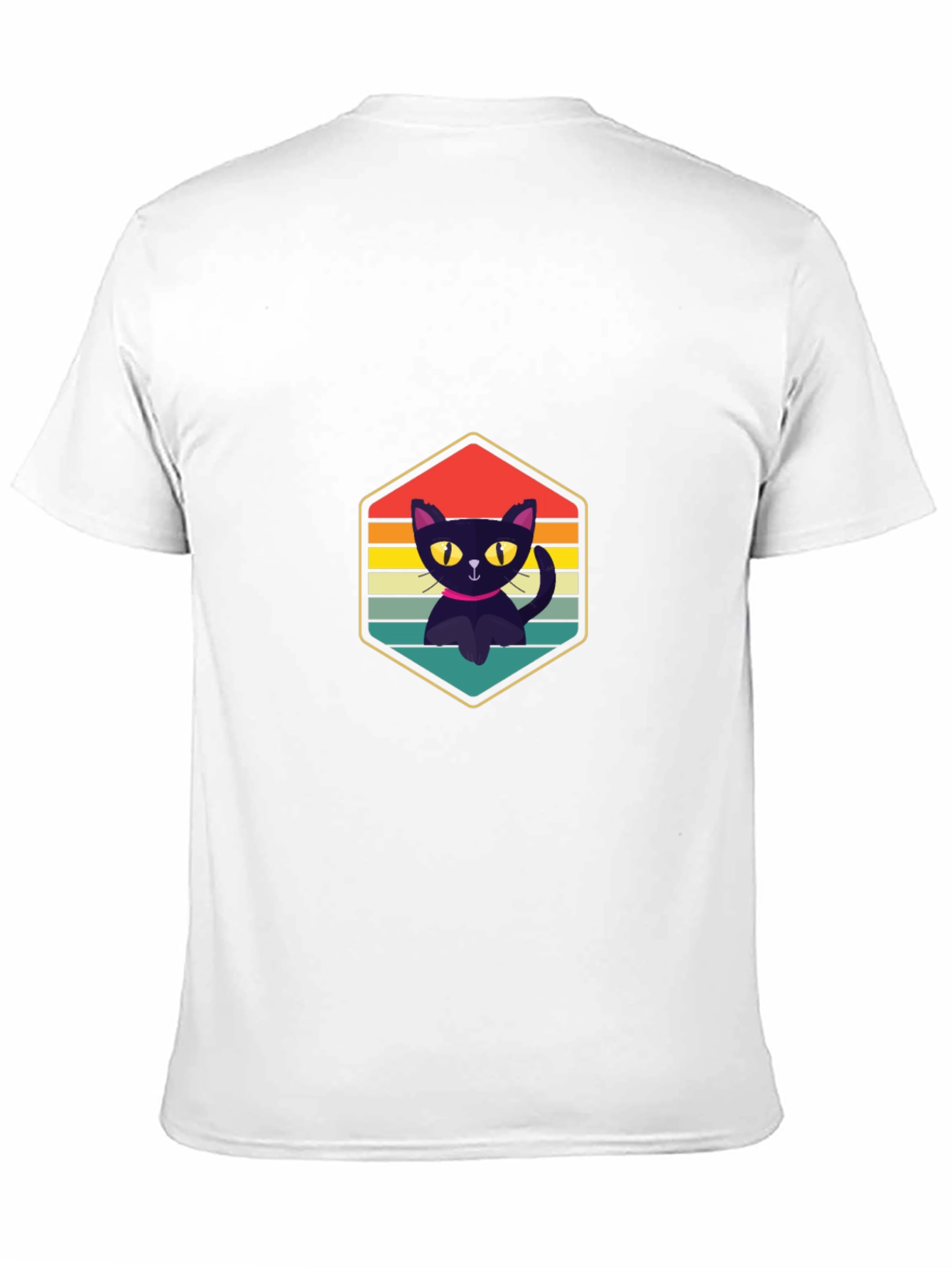 Retro Cat Graphic Tee - Black Unisex Shirt