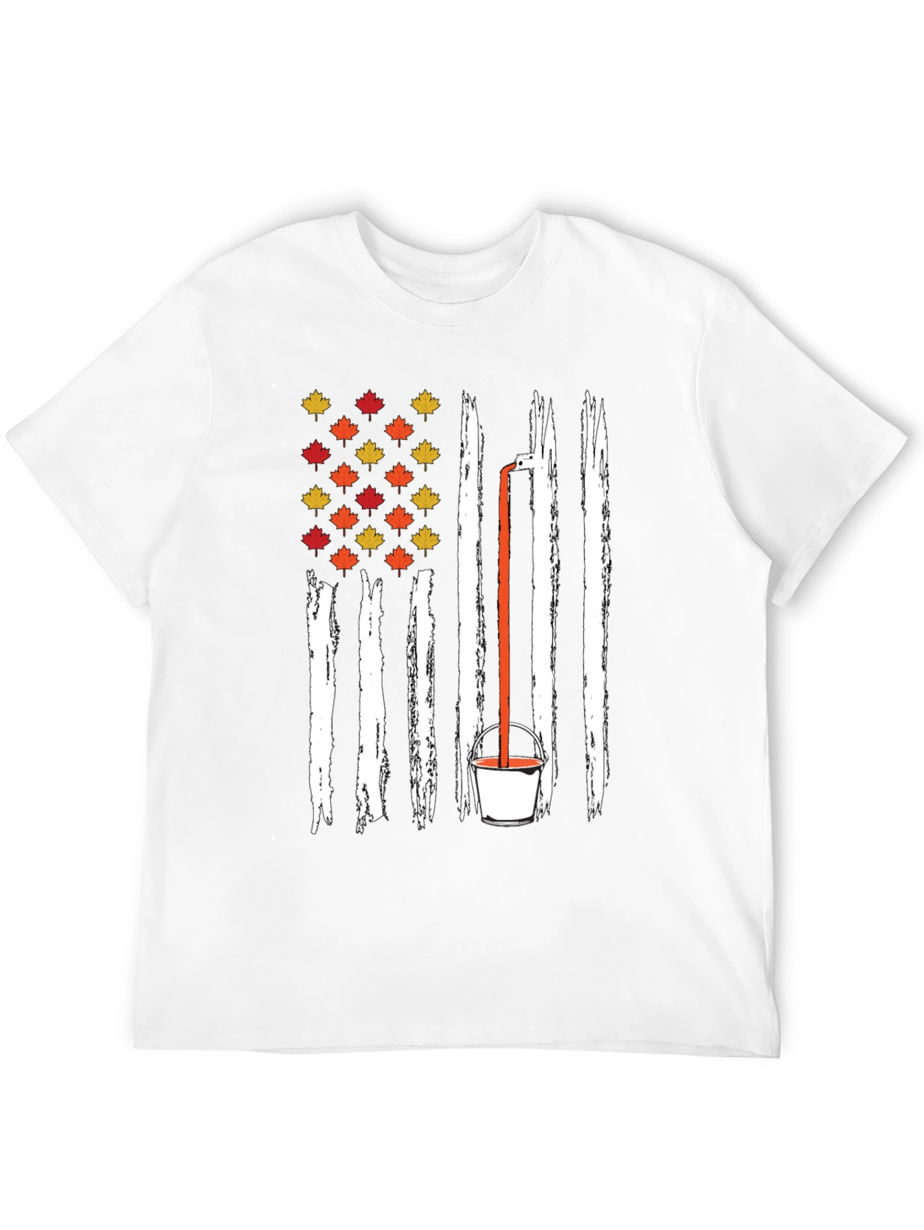 Fall Maple Leaf American Flag T-Shirt