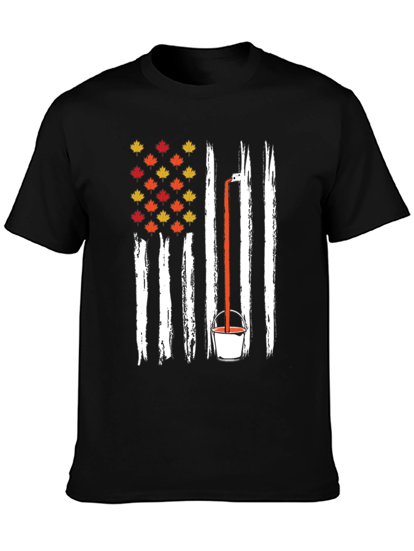 Fall Maple Leaf American Flag T-Shirt